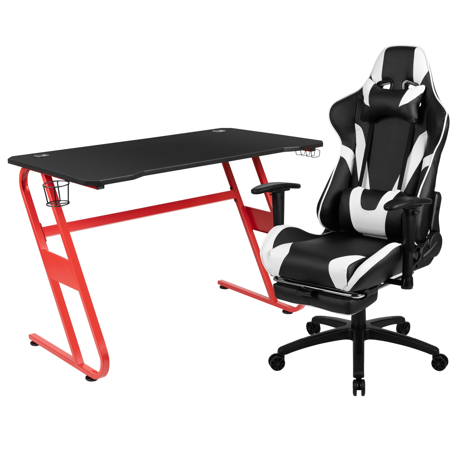 Flash Furniture Gaming Desk And Reclining Chair Set With Cup Holder And Headphone Hook, Black - Image 3