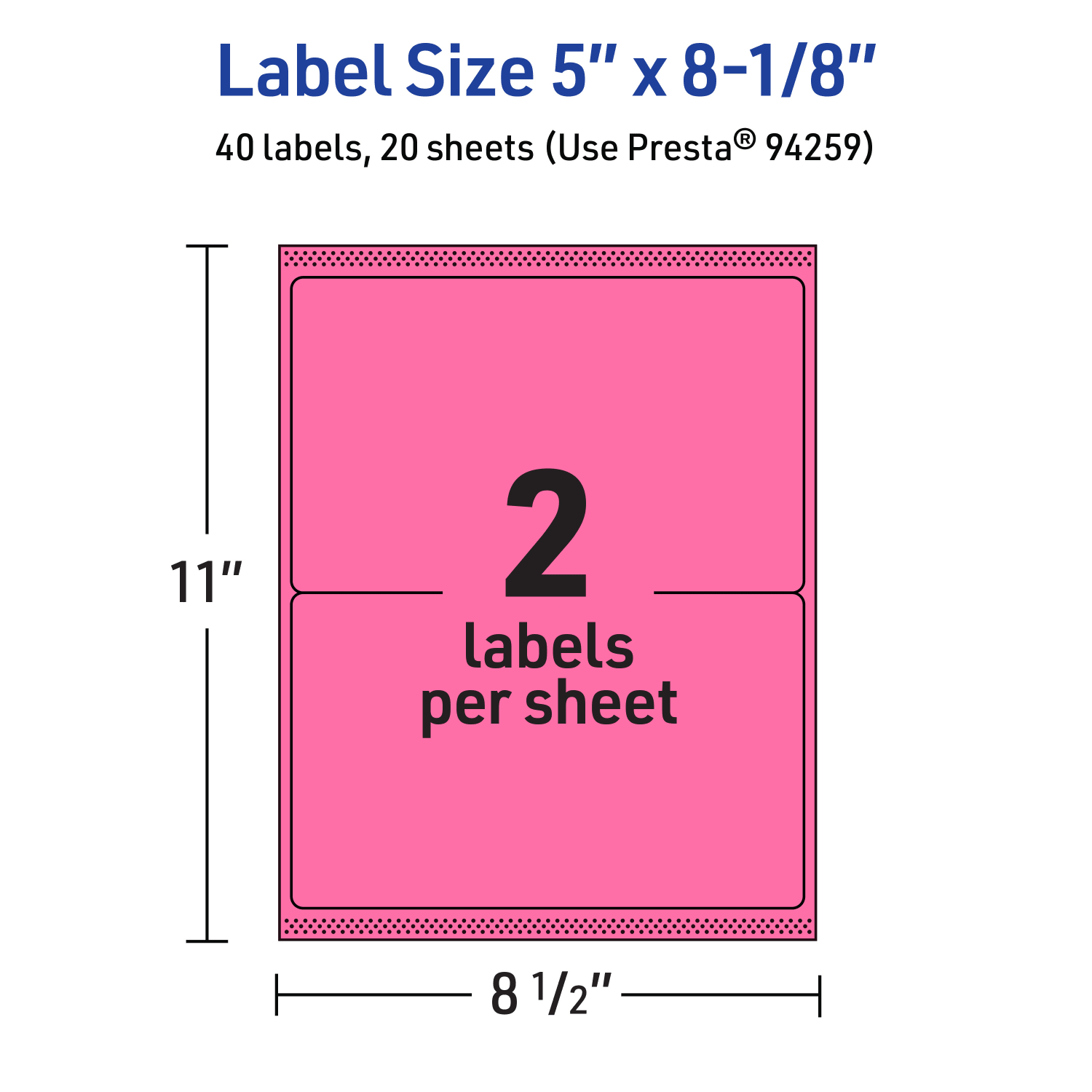Avery Printable Labels With Sure Feed Technology, 94259-BPP20, Rectangle, 5in x 8-1/8in, Matte Bright Pink, Pack of 40 - Image 6