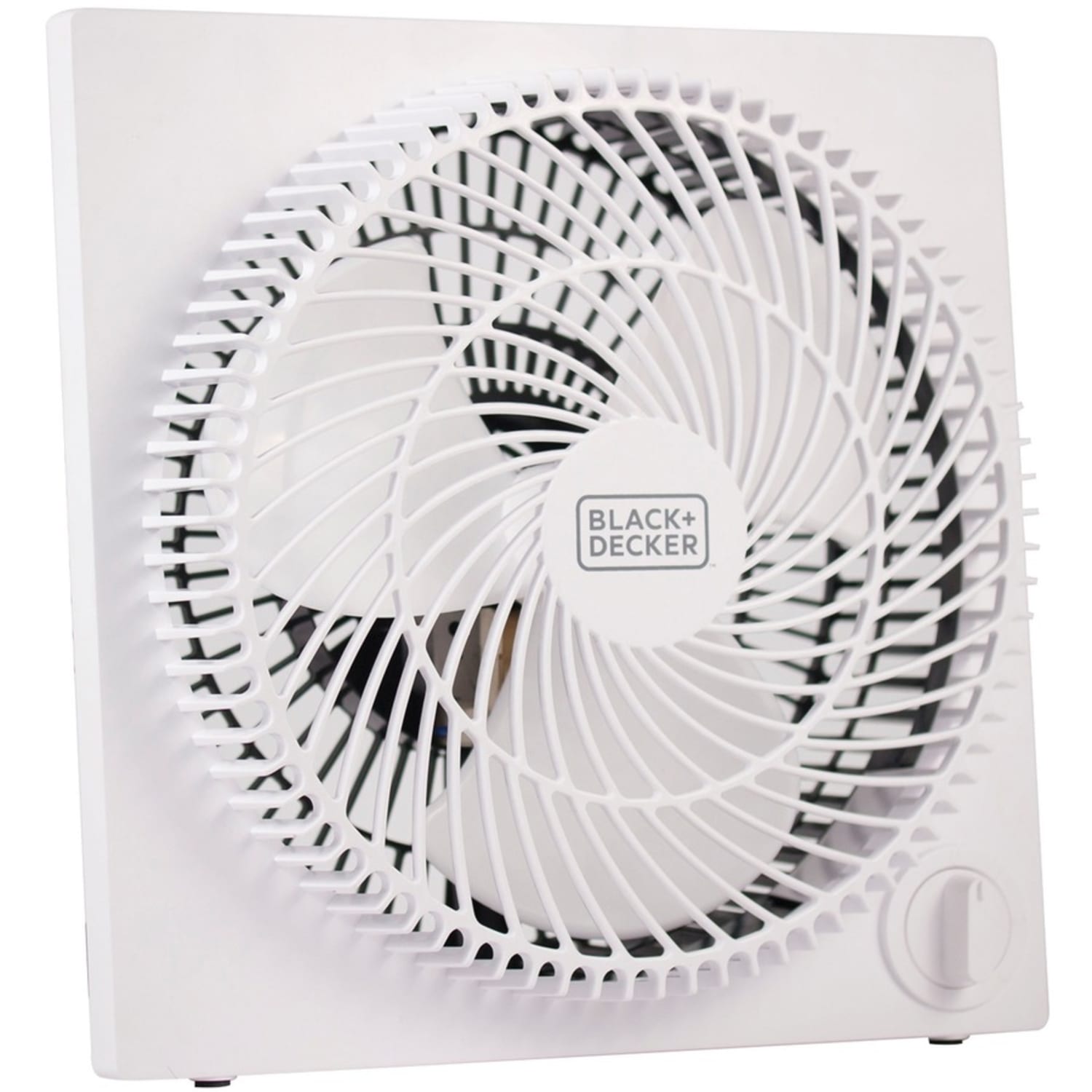 Black+Decker 9 In. Frameless Tabletop Box Fan - 228.6 mm Diameter - 3 Speed - Self-standing - 10.9in Height x 10.9in Width x 4.3in Depth - White - Image 5