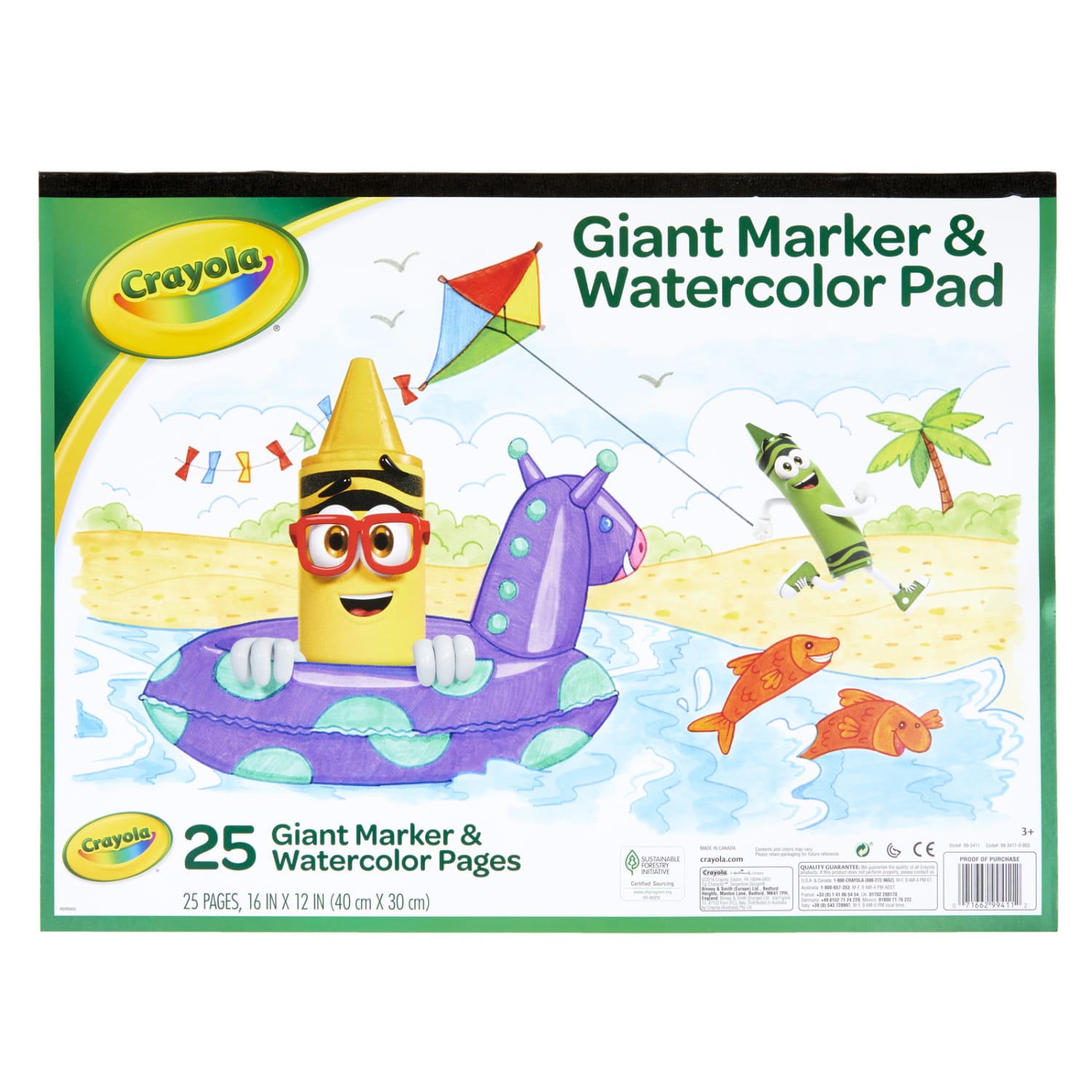 Crayola Giant Marker & Watercolor Pads, 12in x 16in, White, 25 Sheets Per Pad, Pack Of 6 Pads - Image 3