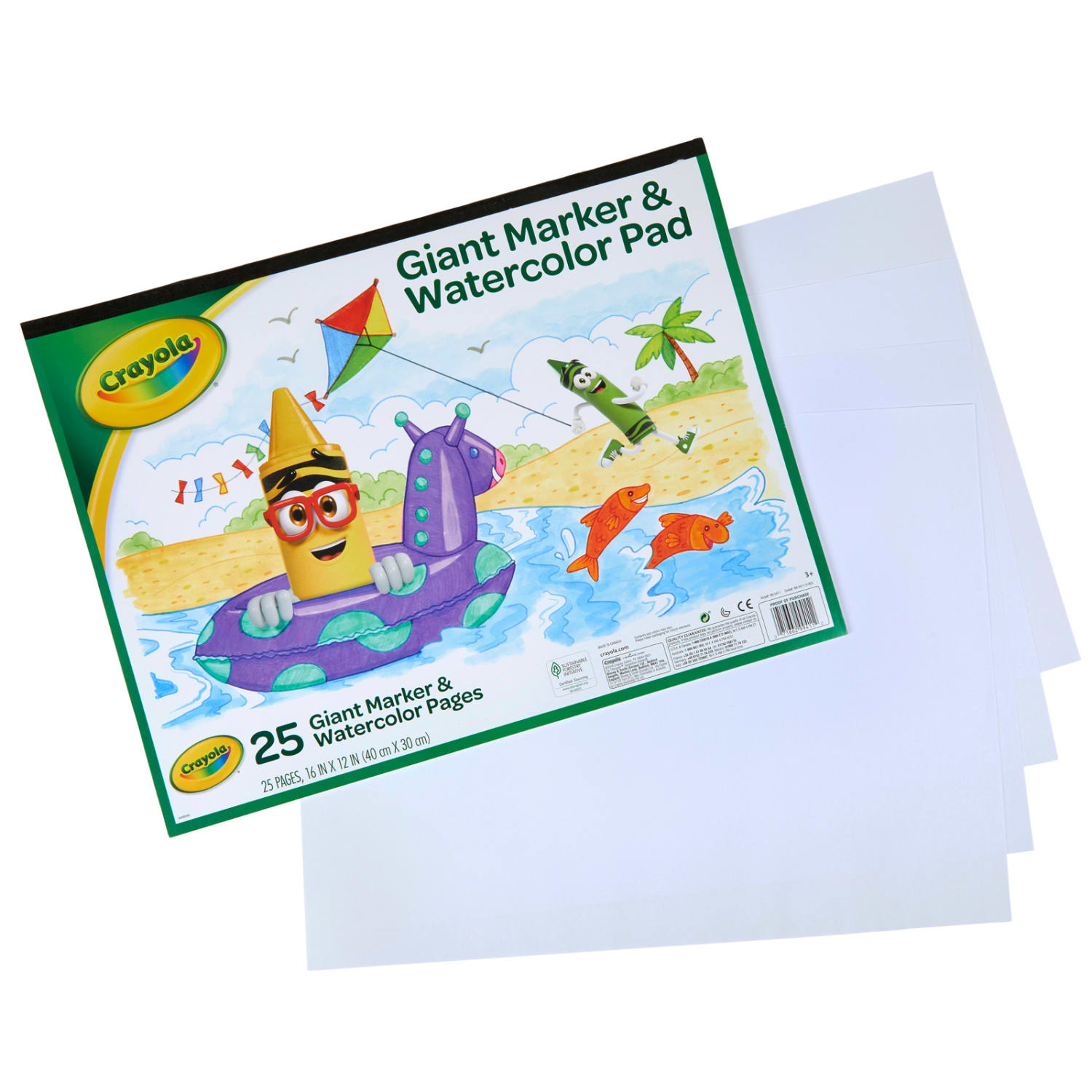 Crayola Giant Marker & Watercolor Pads, 12in x 16in, White, 25 Sheets Per Pad, Pack Of 6 Pads - Image 4
