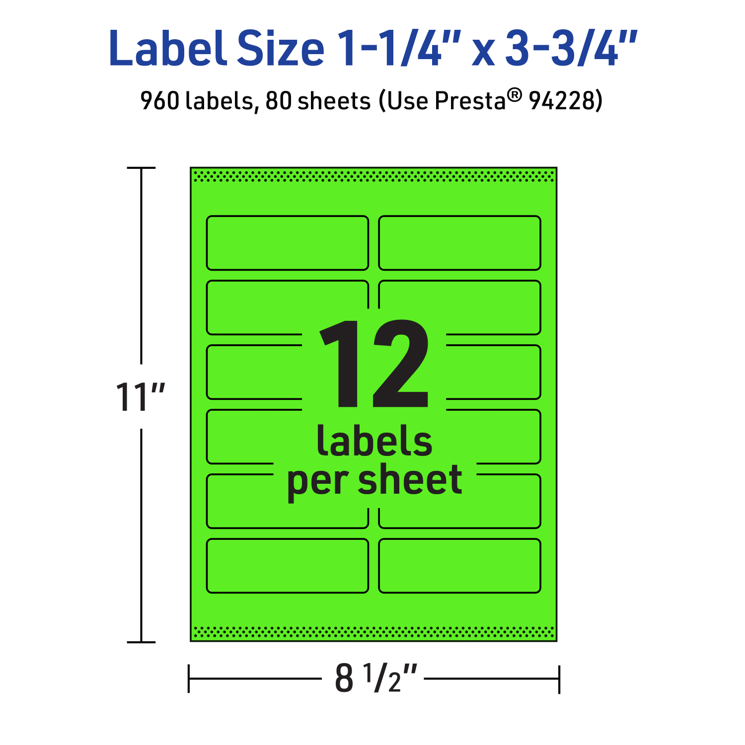 Avery Print-To-The-Edge Labels With Sure Feed Technology And Easy Peel, 94228-NGP80, Rectangle, 1-1/4in x 3-3/4in, Matte Neon Green, Pack of 960 - Image 6