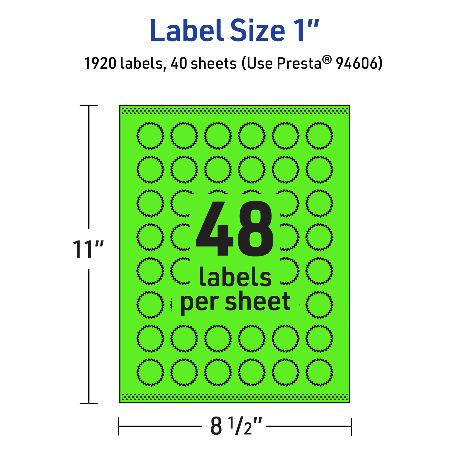 Avery Print-To-The-Edge Labels With Sure Feed Technology, 94606-NGP40, Starburst, 1in, Matte Neon Green, Pack of 1920 - Image 6
