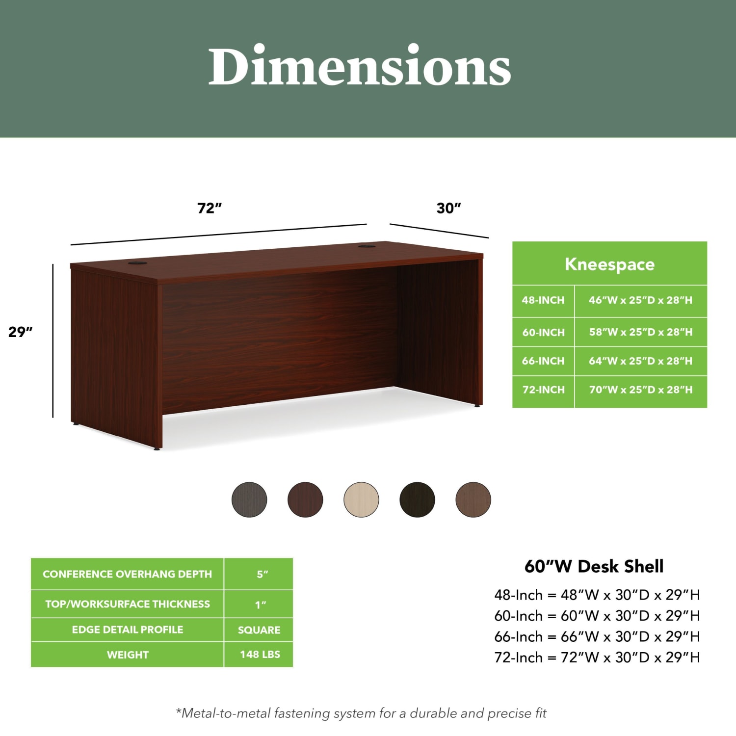 HON Mod 72inW Computer Desk, Traditional Mahogany - Image 3