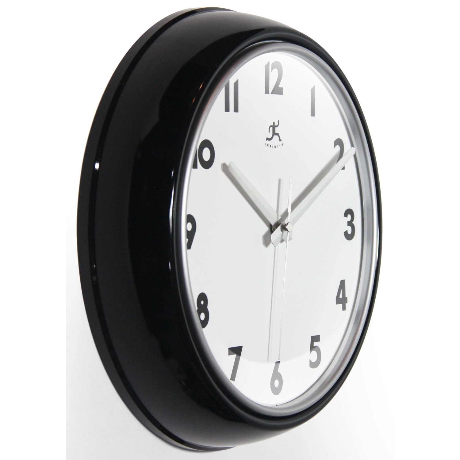Infinity Instruments Lux Round Wall Clock, 12in, Black/Silver - Image 3