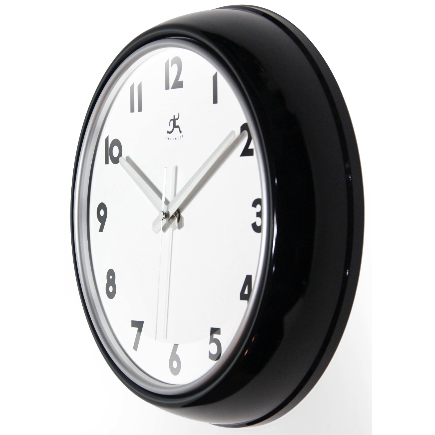 Infinity Instruments Lux Round Wall Clock, 12in, Black/Silver - Image 5
