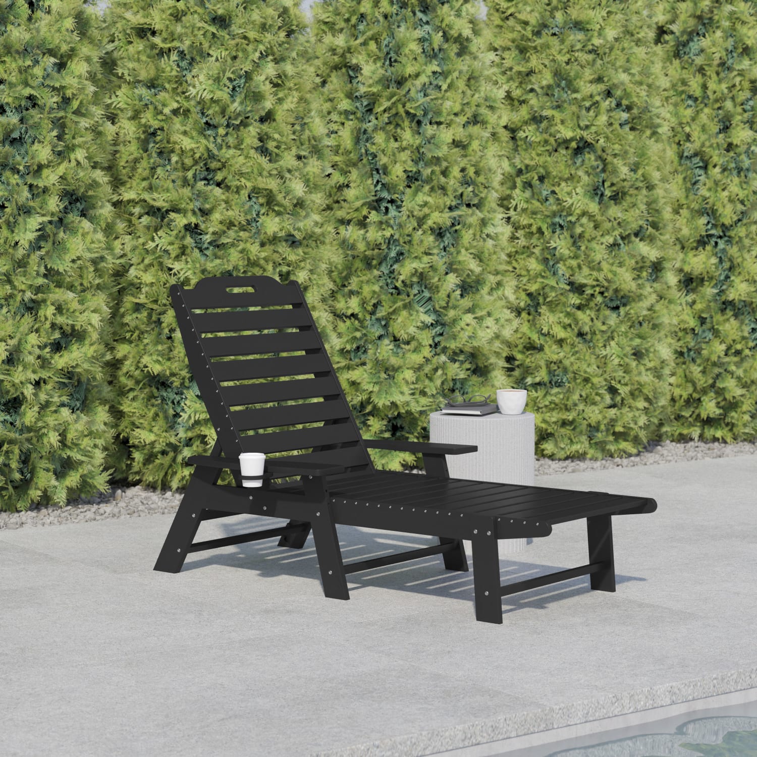 Flash Furniture Monterey AllWeather Adjustable Adirondack Lounge Chair with Cup Holder Black PopularChairscom Flash Furniture Monterey All Weather Adjustable Adirondack Lounge Chair with Cup Holder Black PopularChairscom