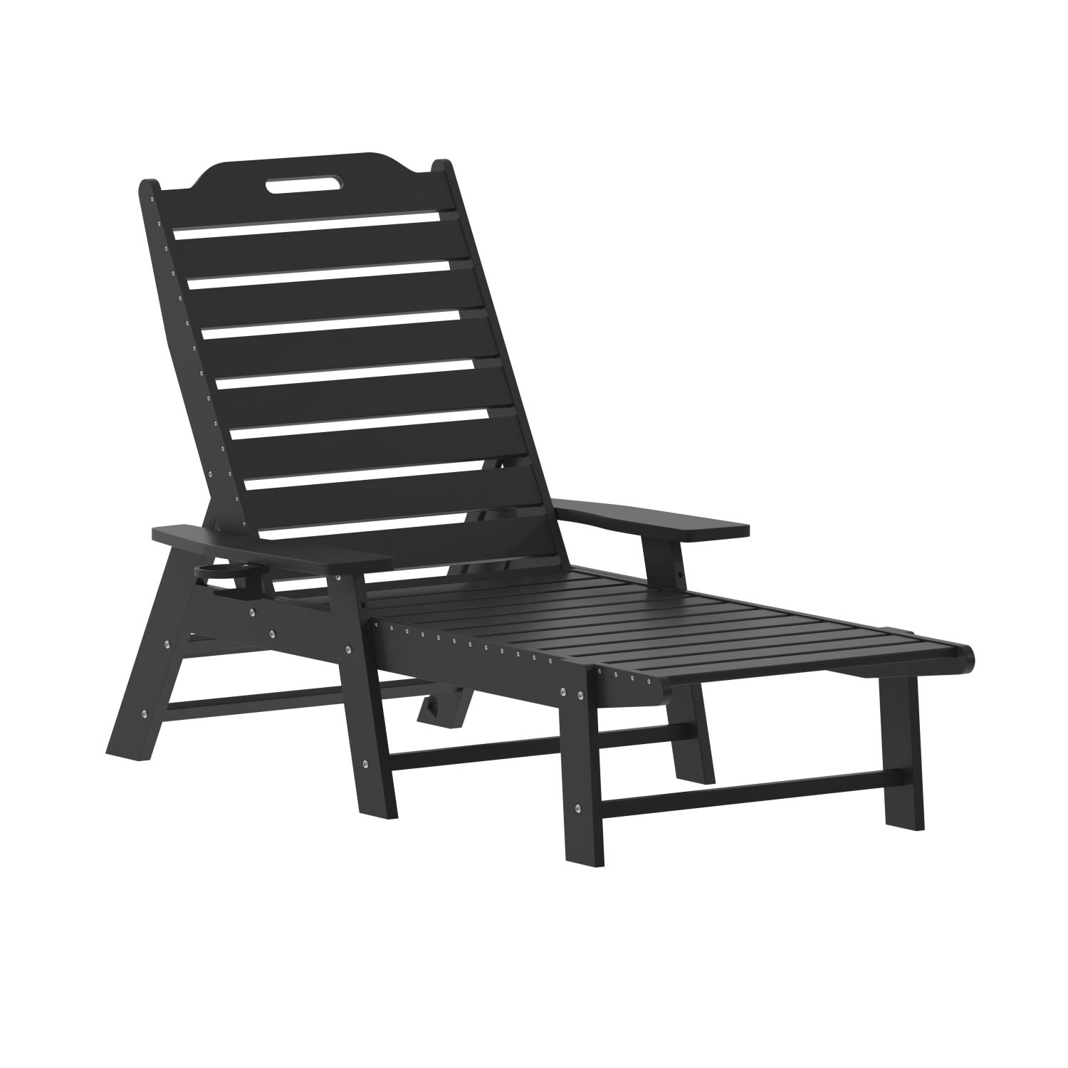 Flash Furniture Monterey All-Weather Adjustable Adirondack Lounge Chair with Cup Holder, Black - Image 3