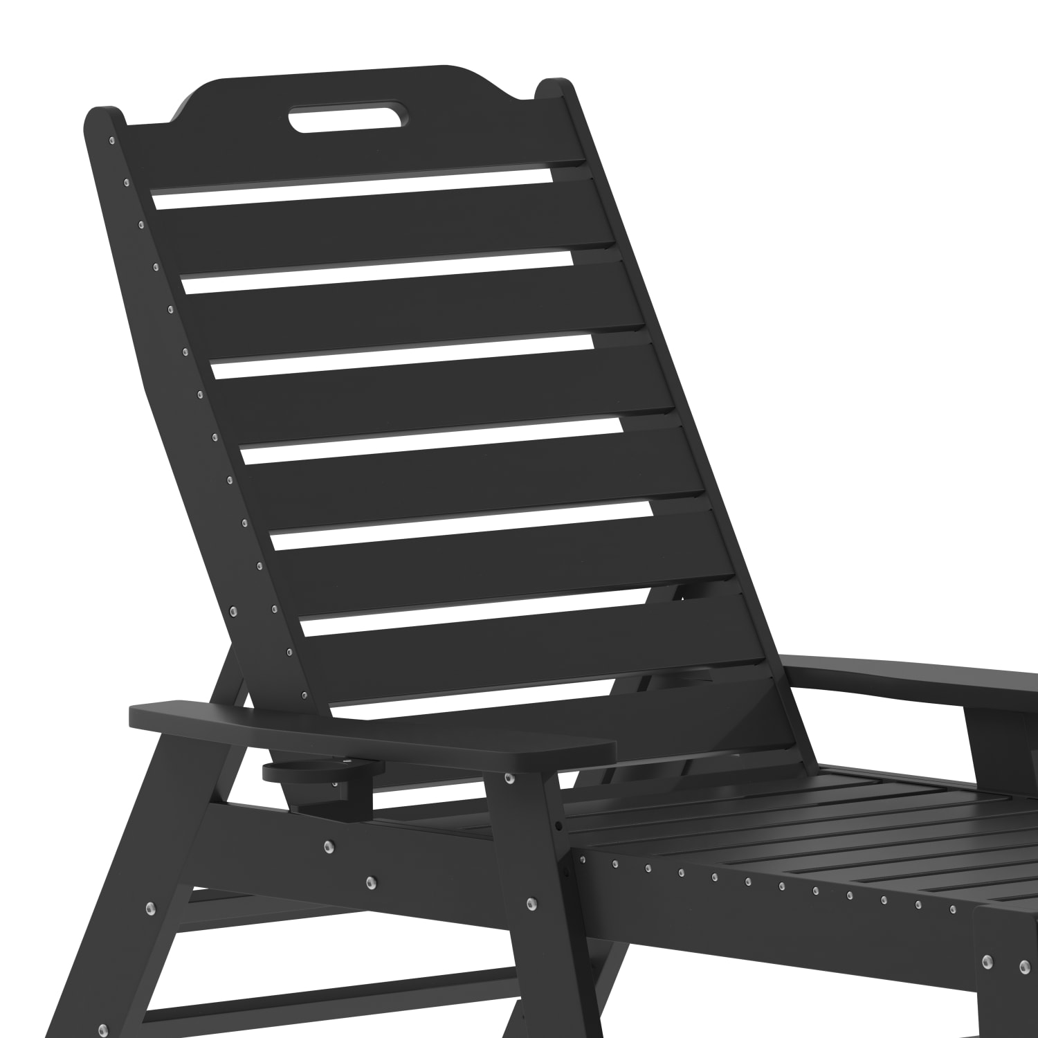 Flash Furniture Monterey All-Weather Adjustable Adirondack Lounge Chair with Cup Holder, Black - Image 10
