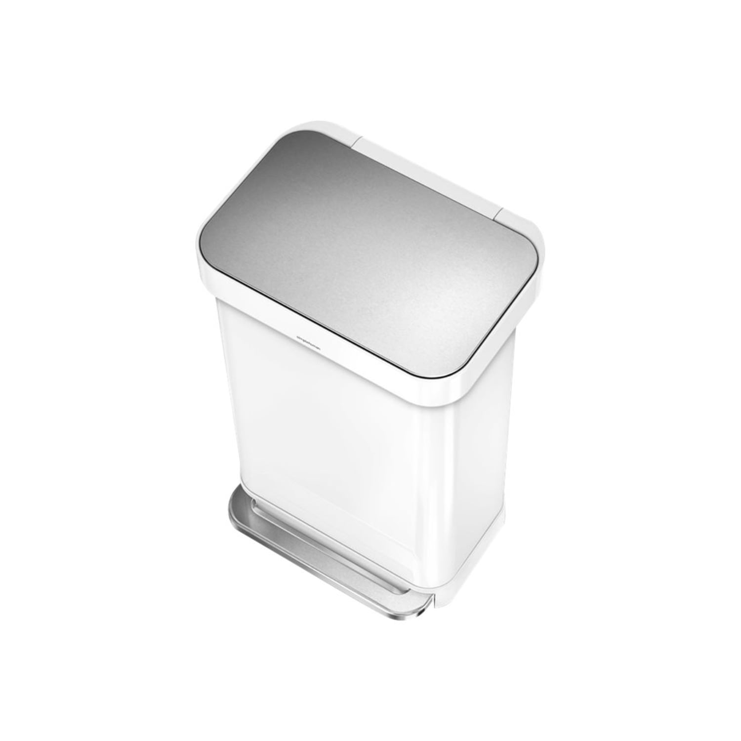 simplehuman Rectangular Step Can With Liner Pocket, 12 Gallons, White Steel - Image 5
