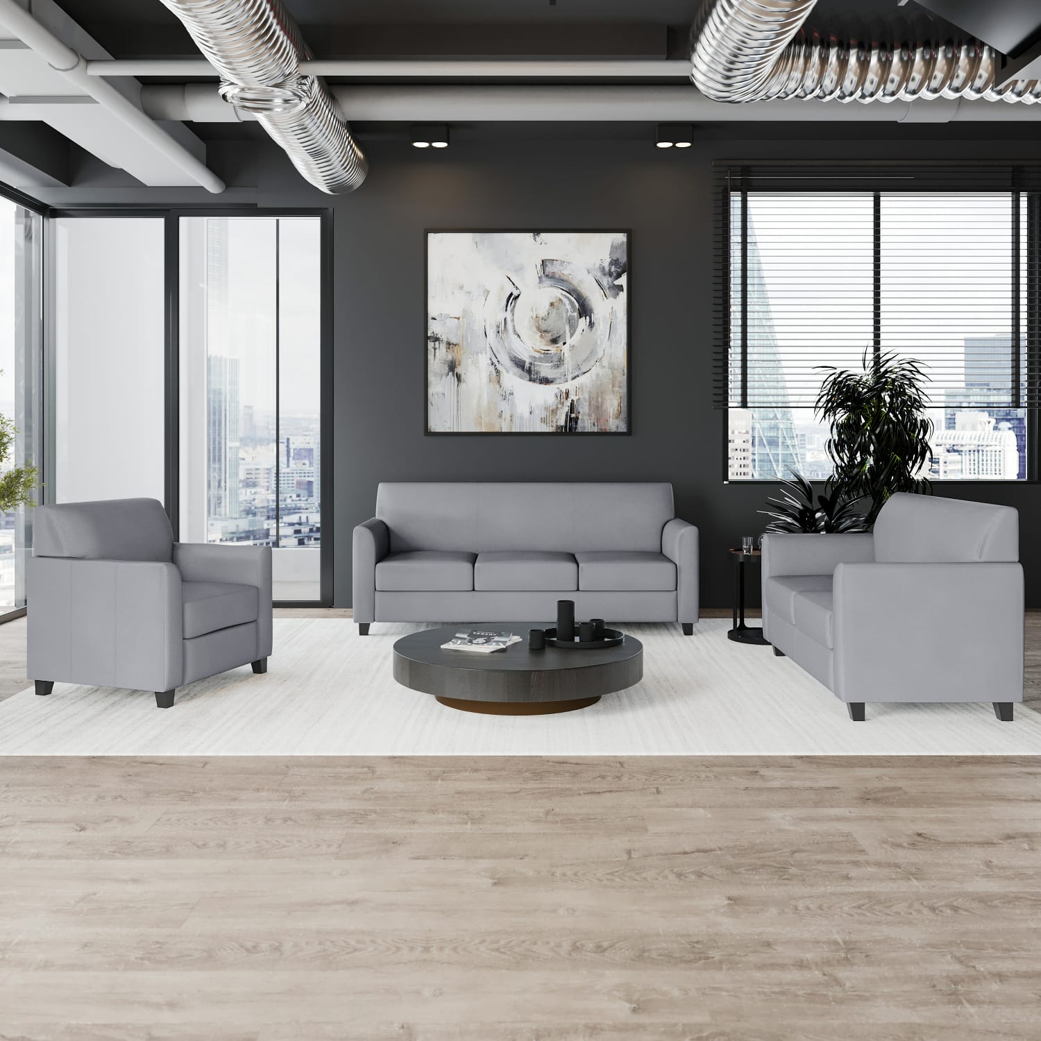Flash Furniture HERCULES Diplomat Reception Set Gray PopularChairscom