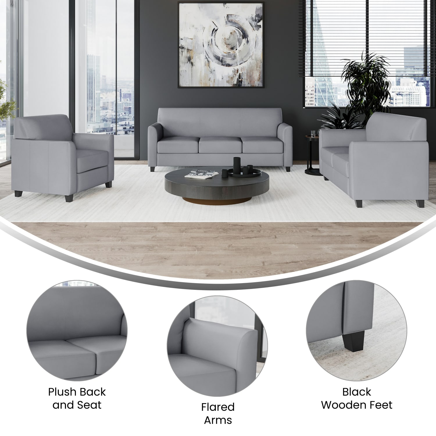 Flash Furniture HERCULES Diplomat Reception Set Gray PopularChairscom