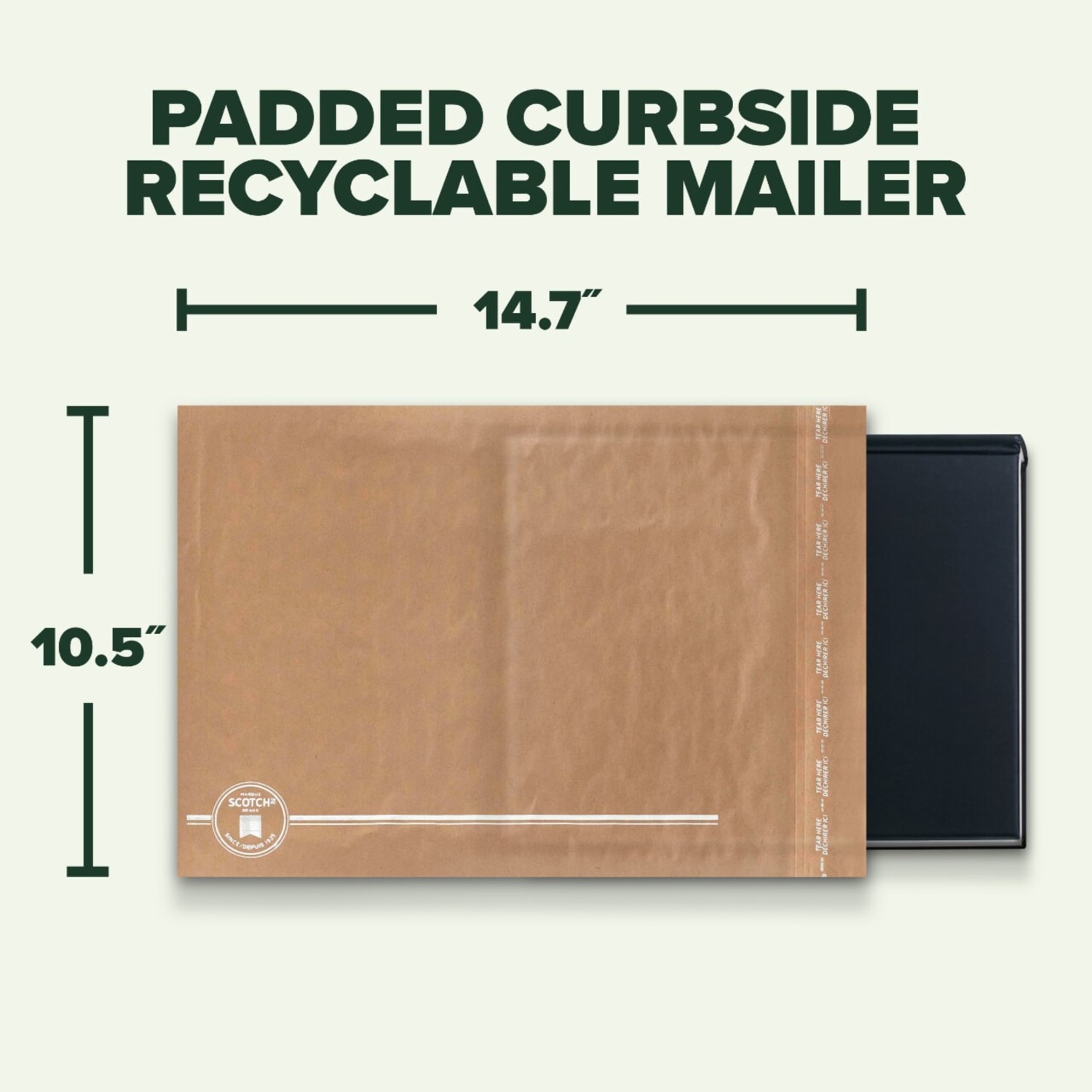 Scotch Padded Mailers, Size 5, 10-1/2in x 14-3/4in, Kraft, Pack Of 25 Mailers - Image 3