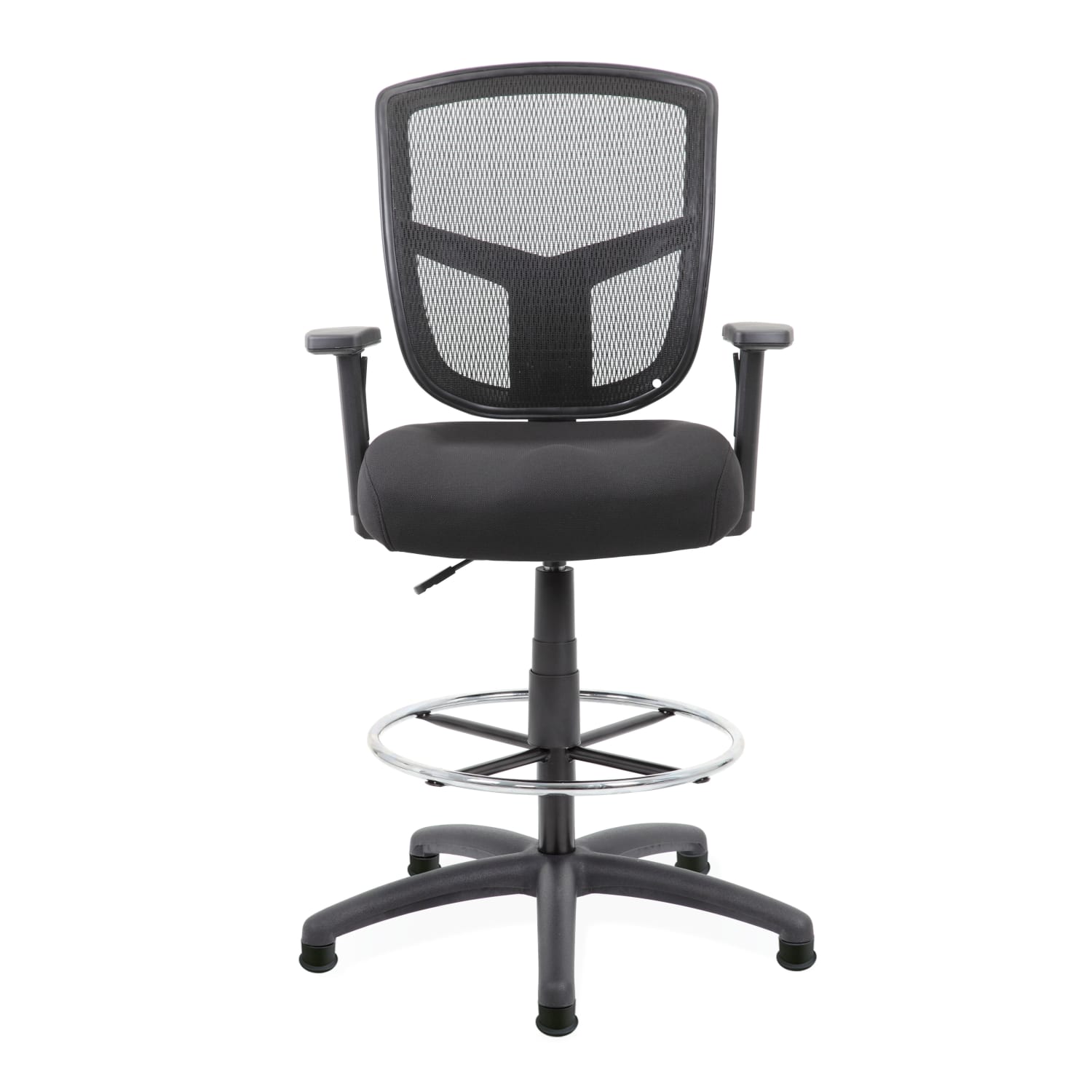 Boss Office Products Mesh Drafting Stool With Back Footring Black PopularChairscom