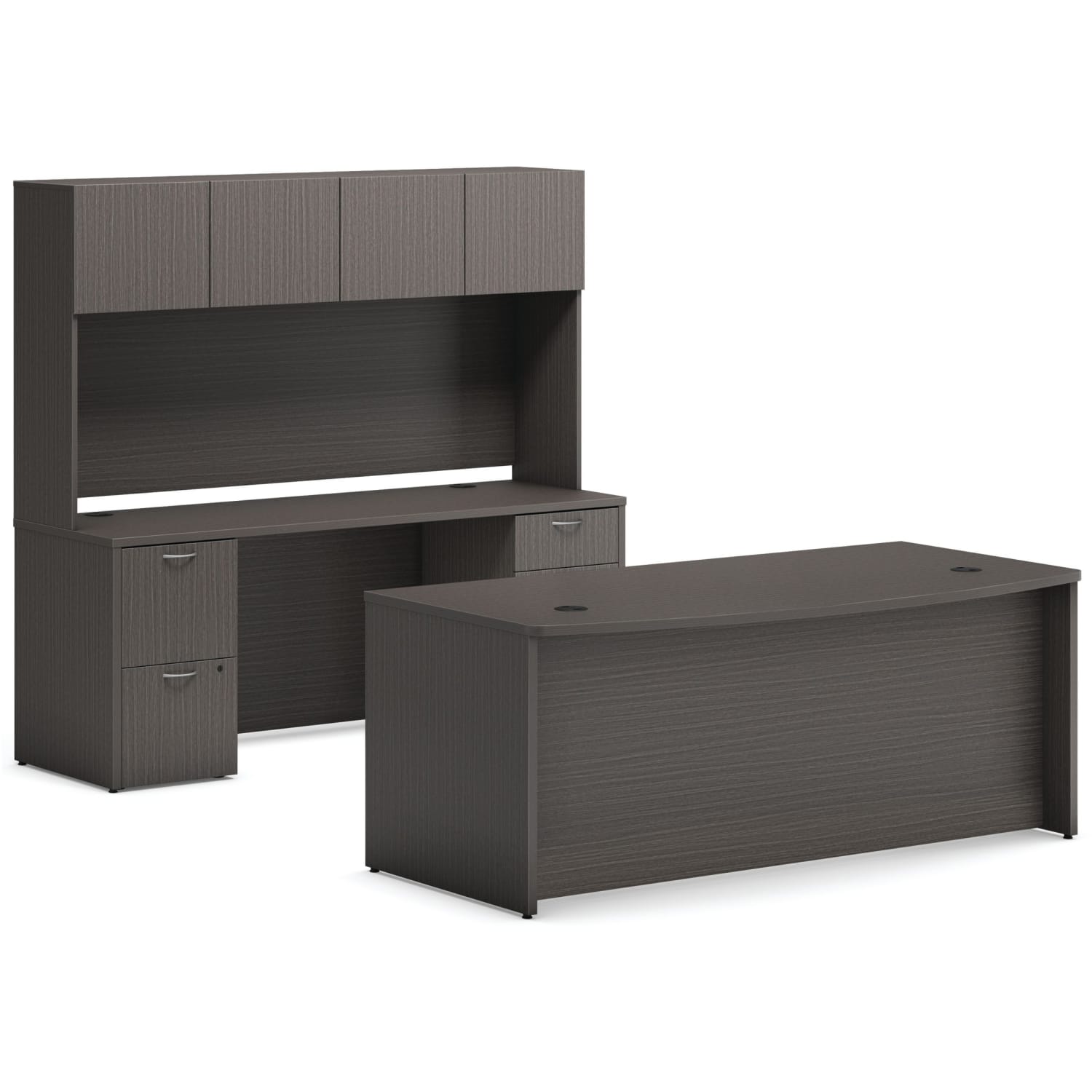 HON Mod 72inW Computer Desk Office Suite With Hutch, Slate Teak - Image 3