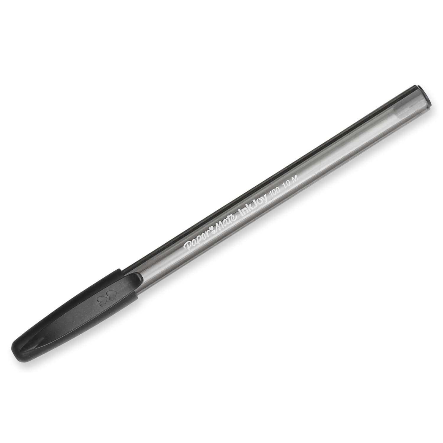 Paper Mate InkJoy 100 Stick Pens, Medium Point, 1.0 mm, Translucent Black Barrels, Black Ink, Pack Of 12 Pens - Image 3
