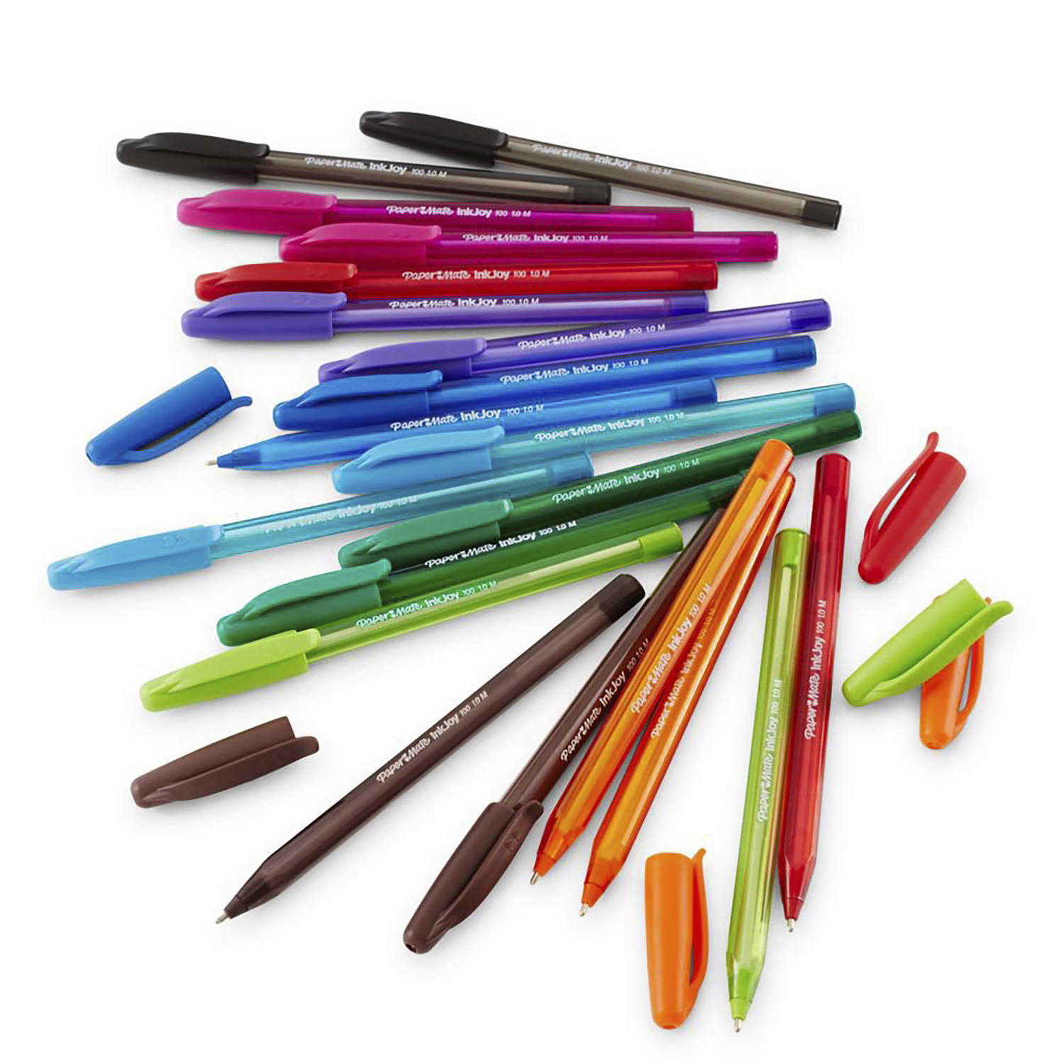 Paper Mate InkJoy 100 Stick Pens, Medium Point, 1.0 mm, Translucent Black Barrels, Black Ink, Pack Of 12 Pens - Image 5