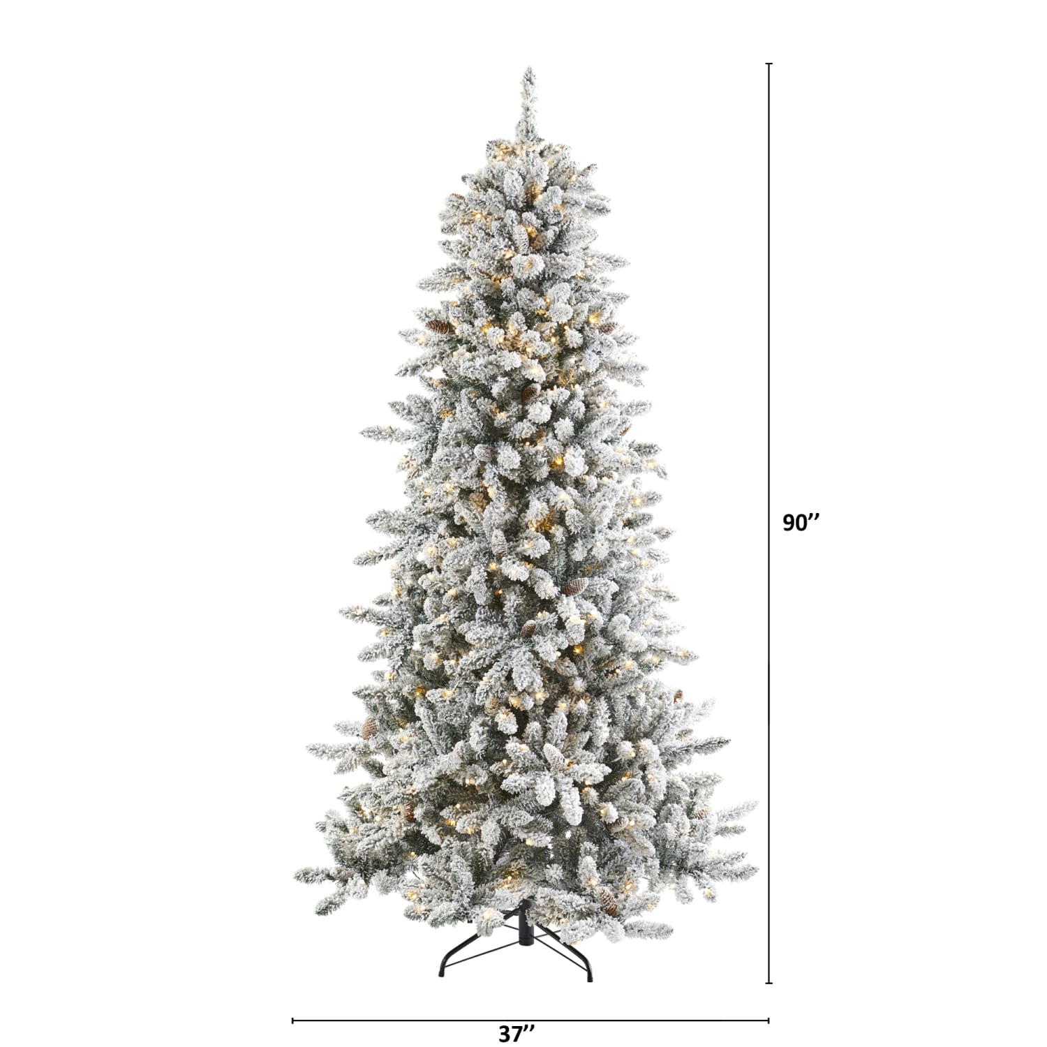 Nearly Natural Flocked Livingston Fir Artificial Christmas Tree, 7-1/2ft - Image 3