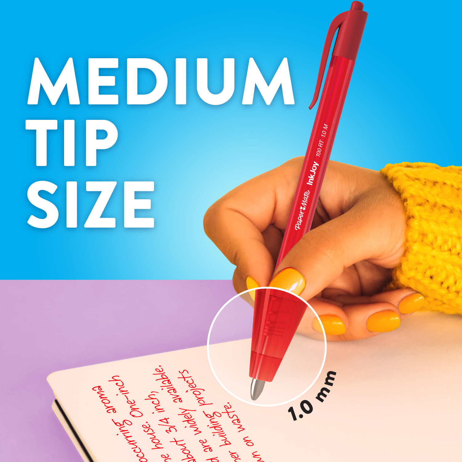 Paper Mate InkJoy 100 RT Pens, Medium Point, 1.0 mm, Translucent Black Barrels, Black Ink, Pack Of 12 - Image 6