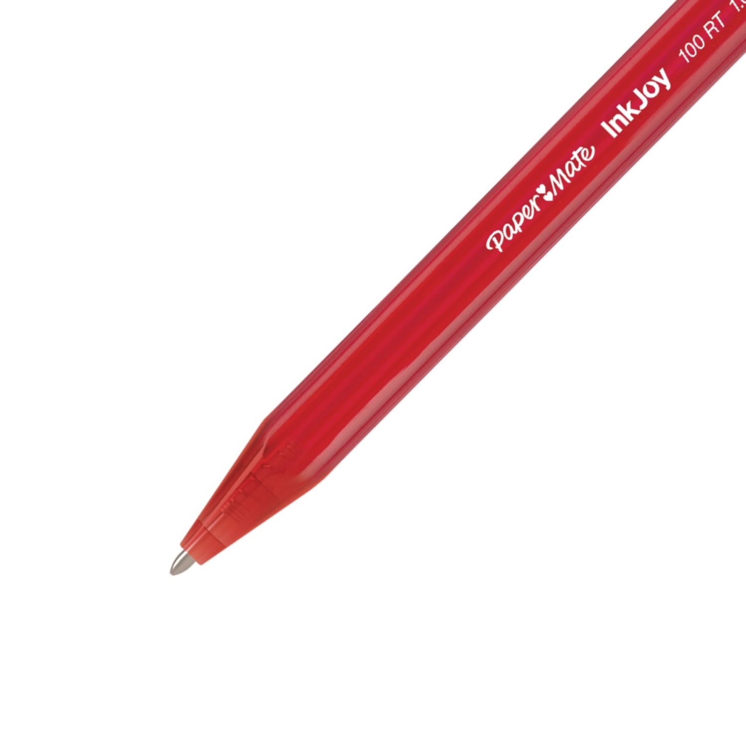 Paper Mate InkJoy 100 RT Pens, Medium Point, 1.0 mm, Translucent Red Barrels, Red Ink, Pack Of 12 - Image 3