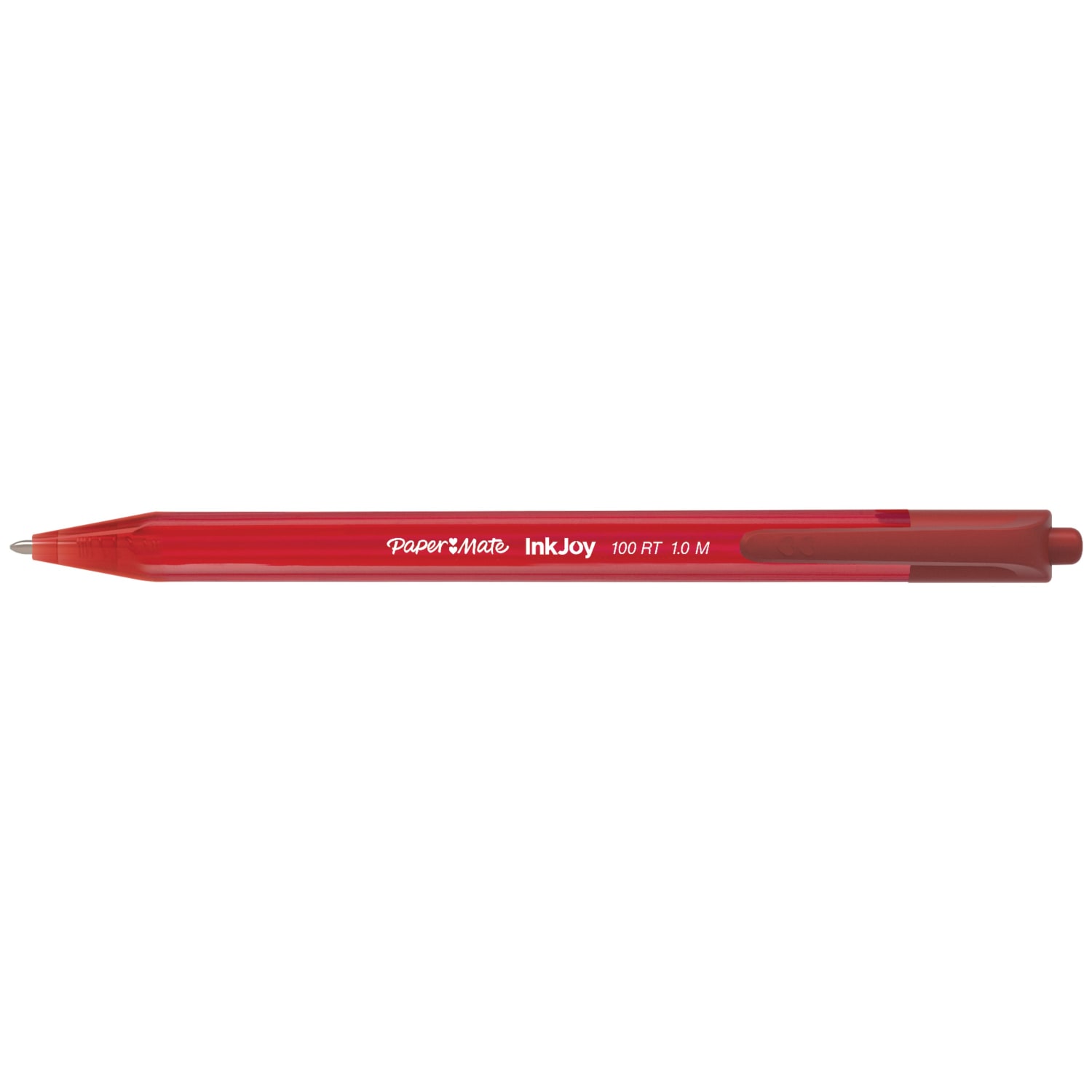 Paper Mate InkJoy 100 RT Pens, Medium Point, 1.0 mm, Translucent Red Barrels, Red Ink, Pack Of 12 - Image 4