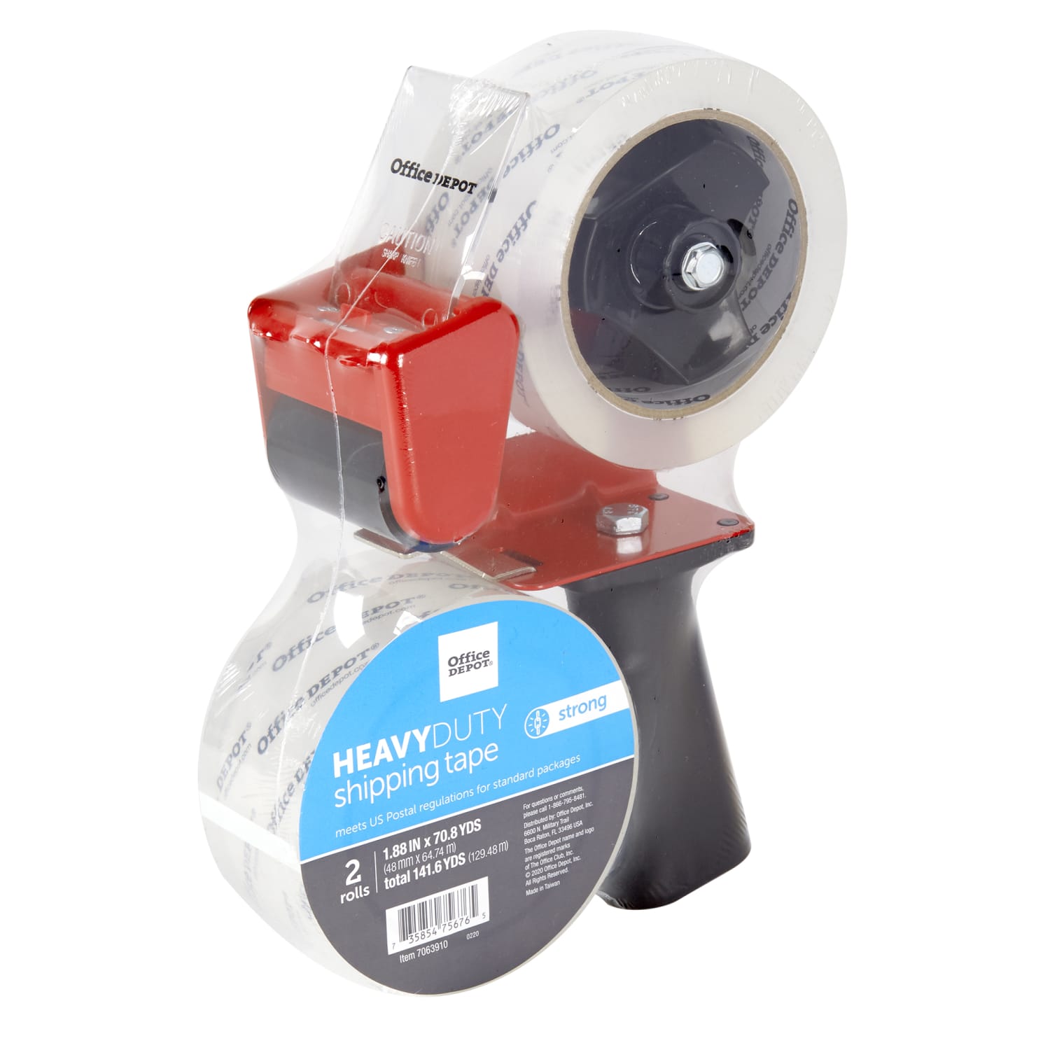 Office Depot Brand Heavy Duty Shipping Packing Tape With Tape Gun, 1.89in x 70.8 Yd, Crystal Clear, Pack Of 2 Rolls - Image 3