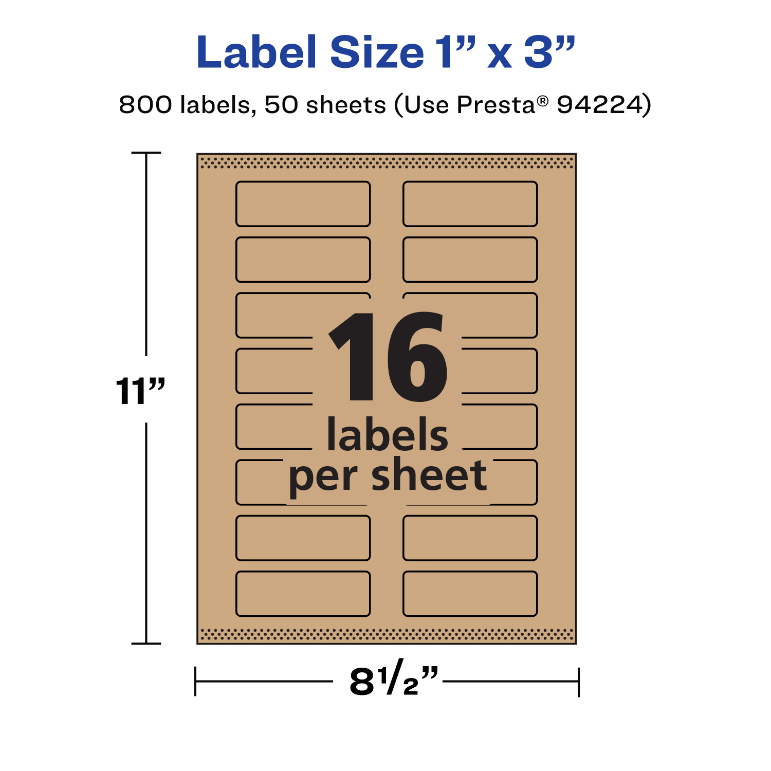 Avery Kraft Permanent Labels With Sure Feed, 94224-KMP50, Rectangle, 1in x 3in, Brown, Pack Of 800 - Image 6