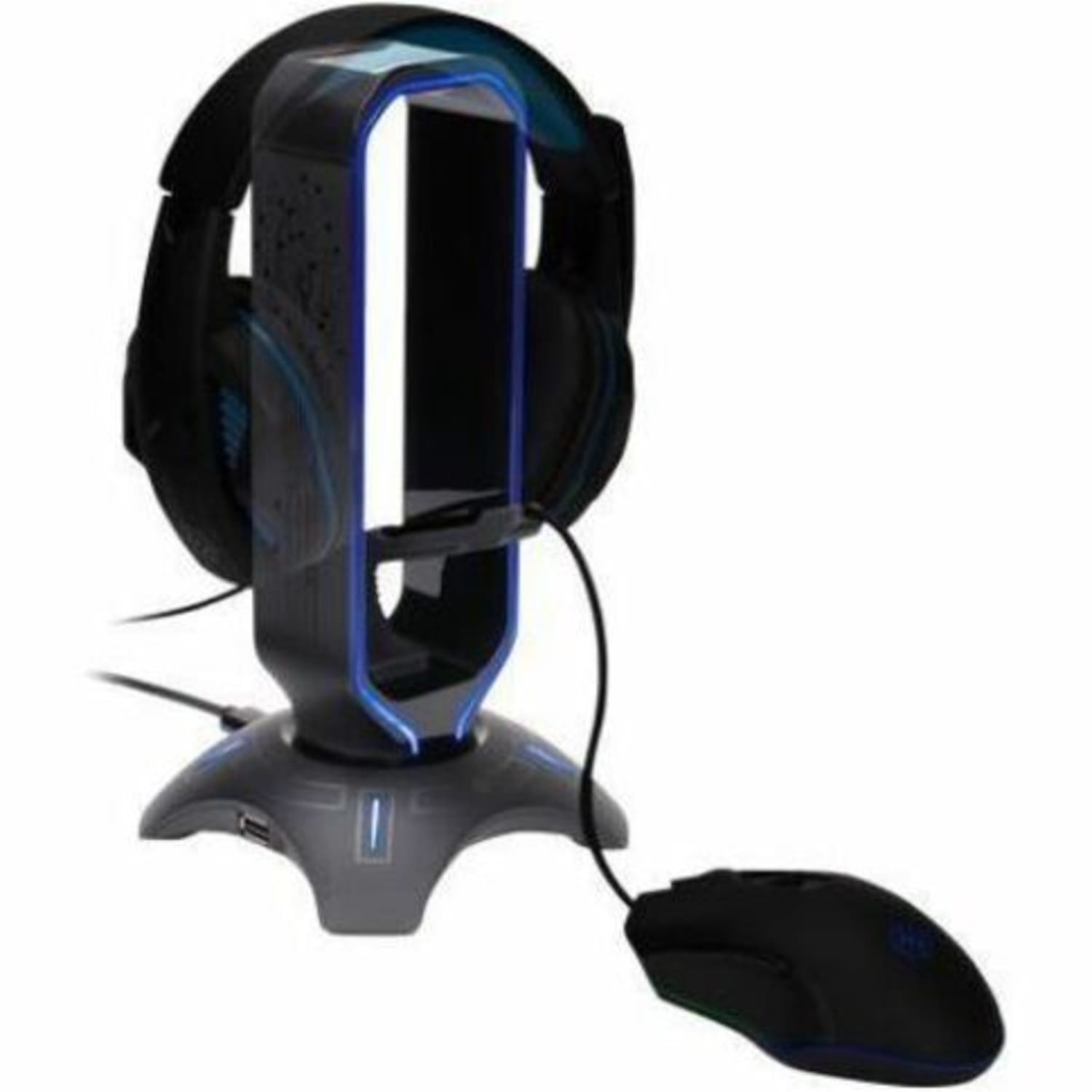 Enhance Headset Stand - Desktop, Desk - Black - For Headset, Game - USB Hub, USB Charging Port, Cable Management, Weighted Base, Rubber Feet - Image 4