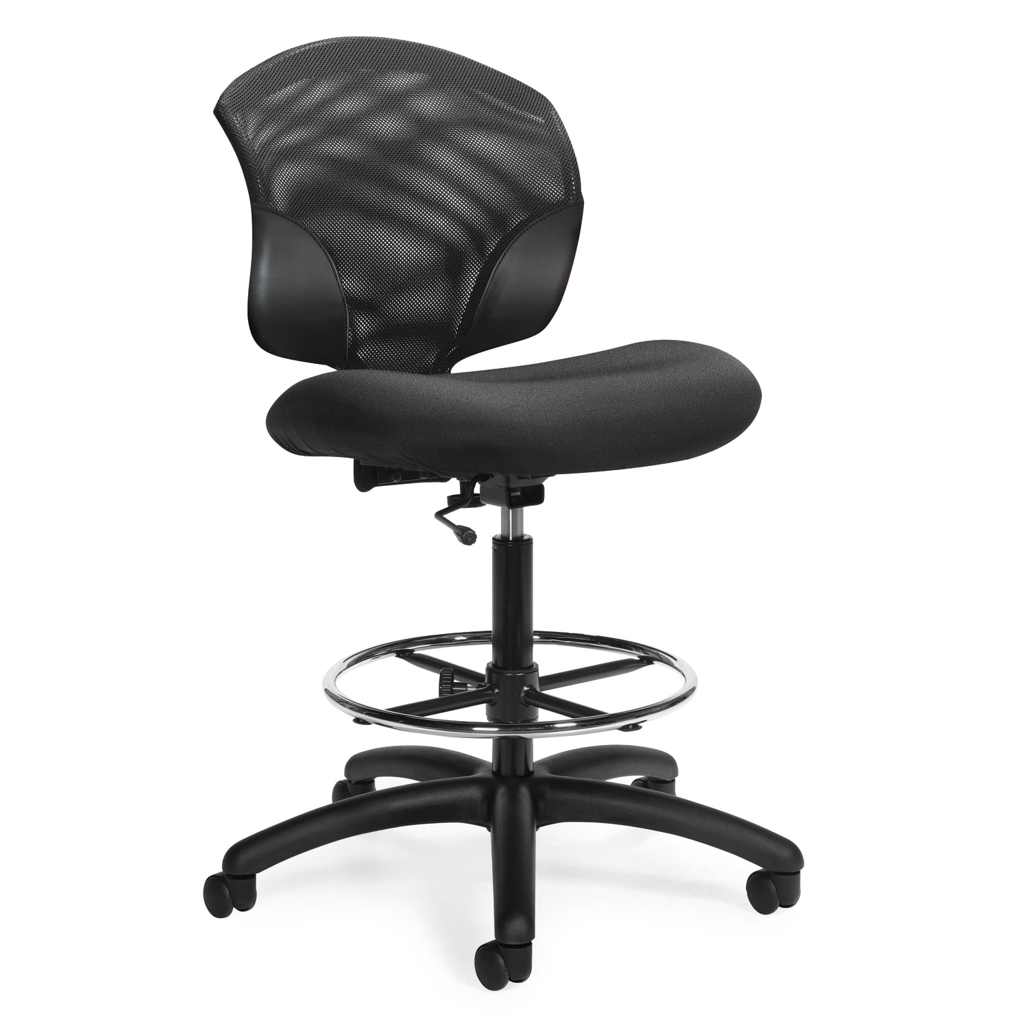 Global Tye Low Back Adjustable Height Stool Armless 44 12inH x 25inW x 26inD EbonyBlack PopularChairscom