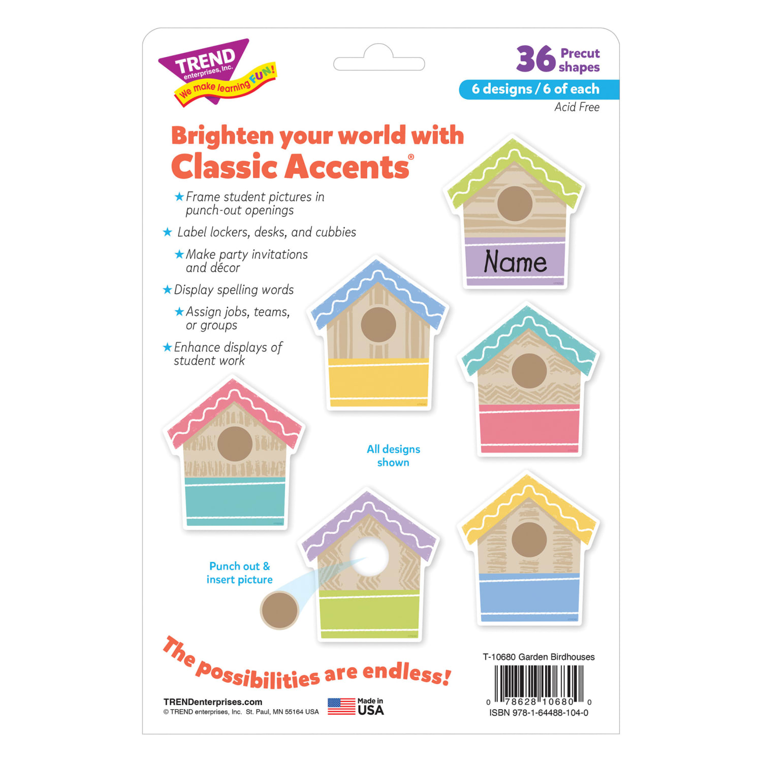 Trend Classic Accents, Garden Birdhouses, 36 Accents Per Pack, Bundle Of 3 Packs - Image 6