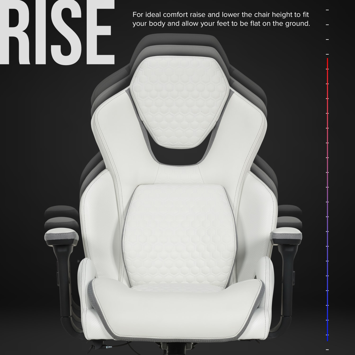 Shaquille O'Neal™ Sciron Big & Tall Ergonomic High-Back Vegan Leather Executive Gaming Office Chair, White/Gray, BIFMA Compliant - Image 8
