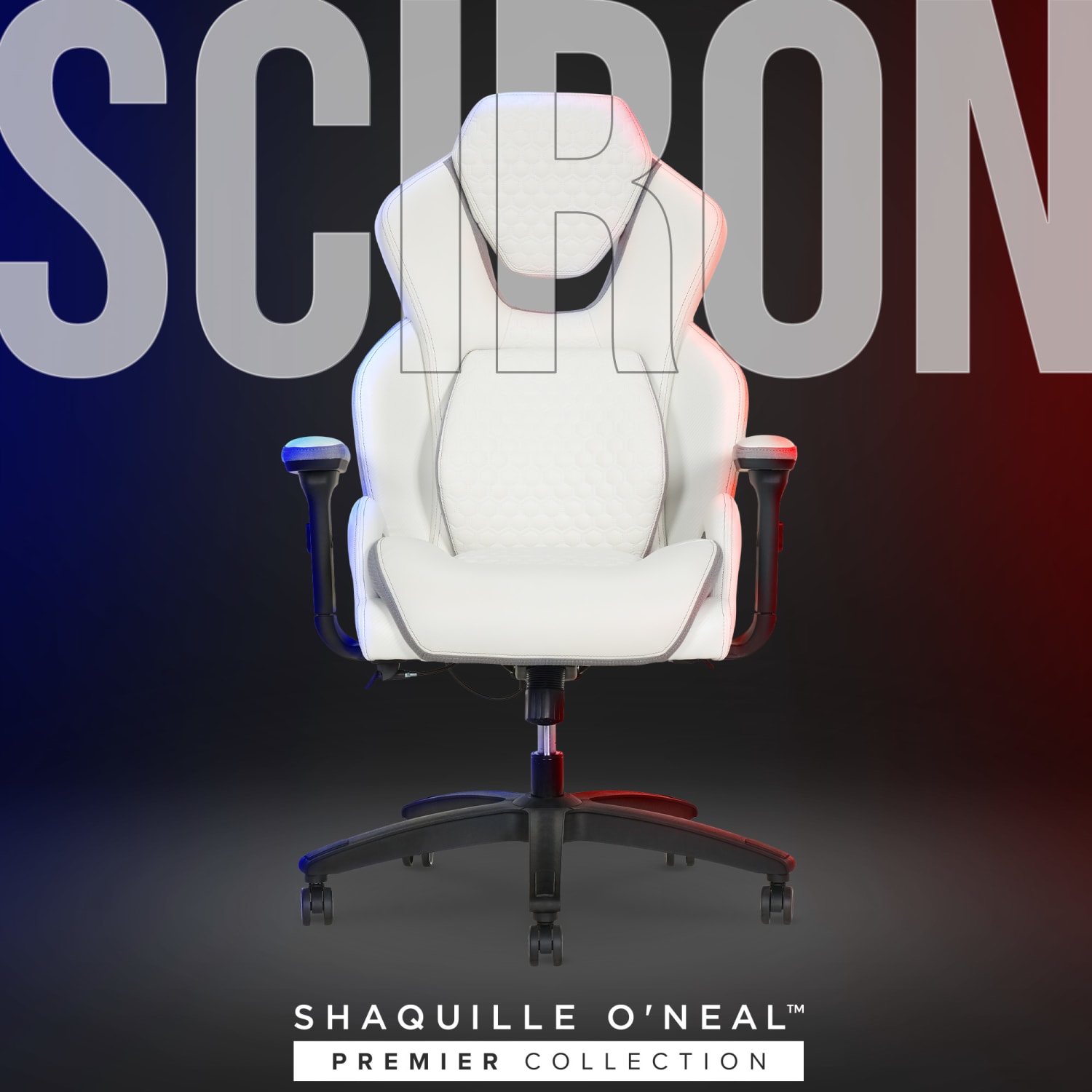 Shaquille O'Neal™ Sciron Big & Tall Ergonomic High-Back Vegan Leather Executive Gaming Office Chair, White/Gray, BIFMA Compliant - Image 13
