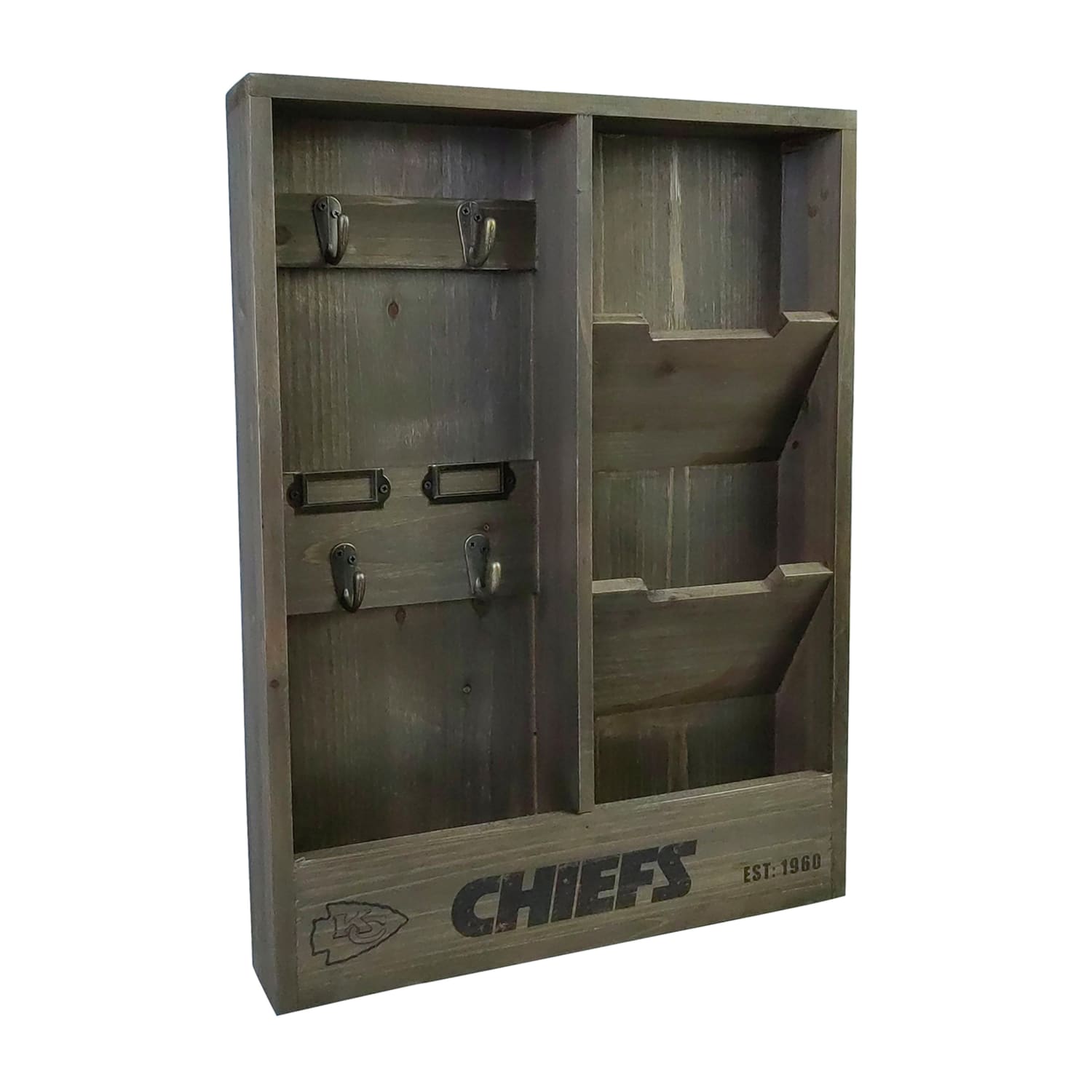 Imperial NFL Wall Mounted Wood Organizer, 19inH x 14-1/4inW x 2-3/4inD, Kansas City Chiefs