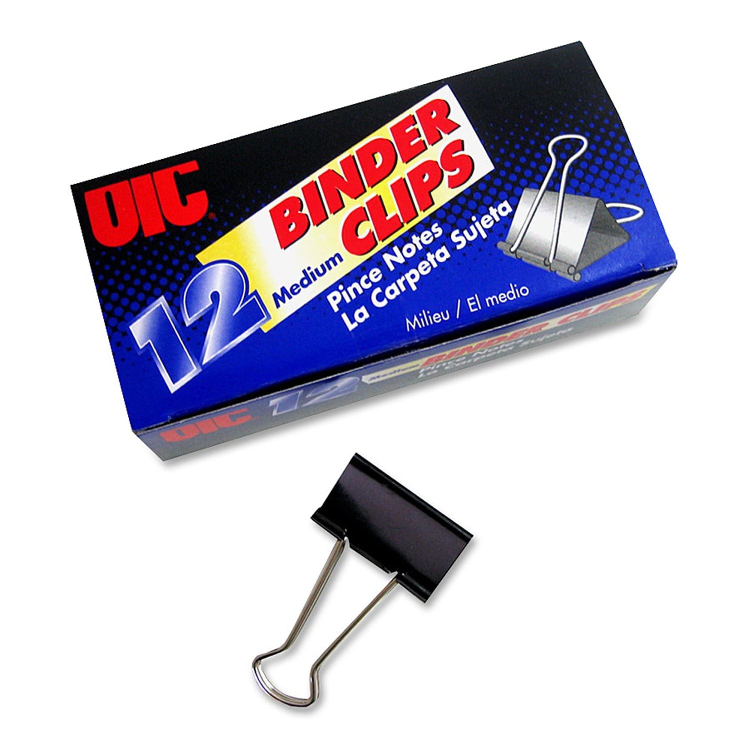 OIC Binder Clips, Medium, 1 1/4in, Black, Box Of 12