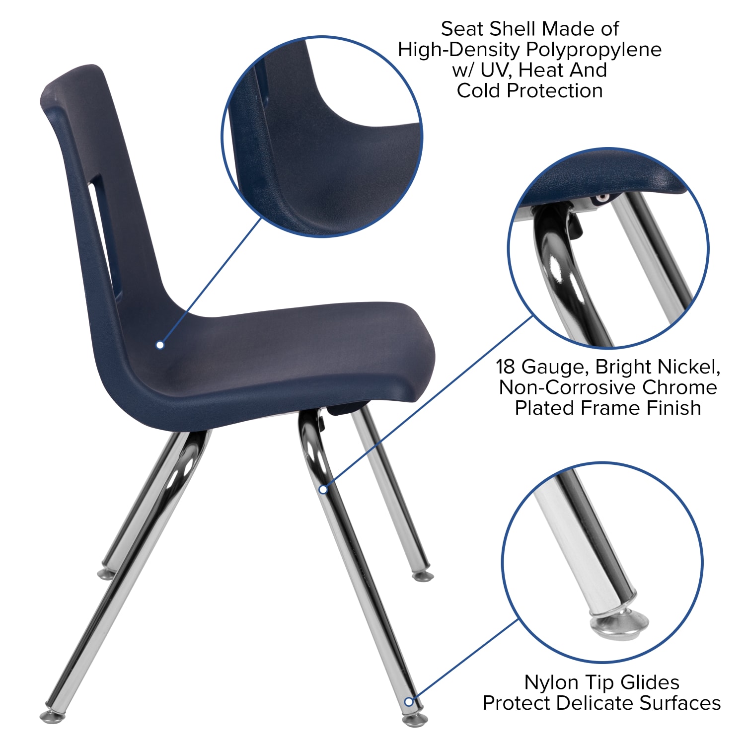 Flash Furniture Advantage Student Stacking School Chair, Navy/Silver - Image 4