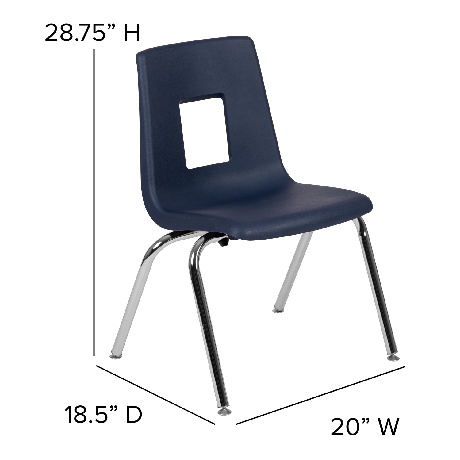Flash Furniture Advantage Student Stacking School Chair, Navy/Silver - Image 5