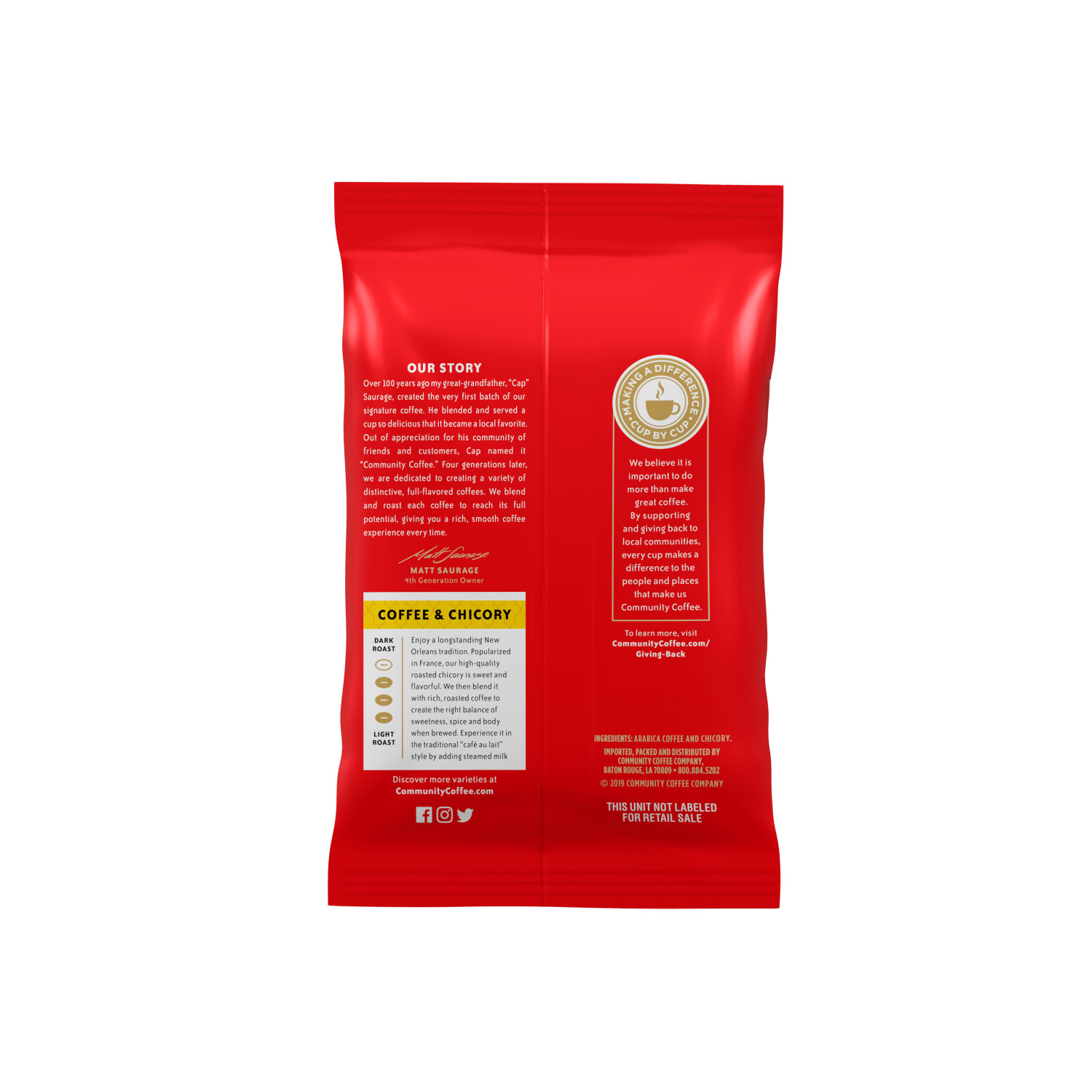 Community Coffee Arabica Single-Serve Coffee Packets, Chicory, Medium Dark Roast, Carton Of 20 - Image 4