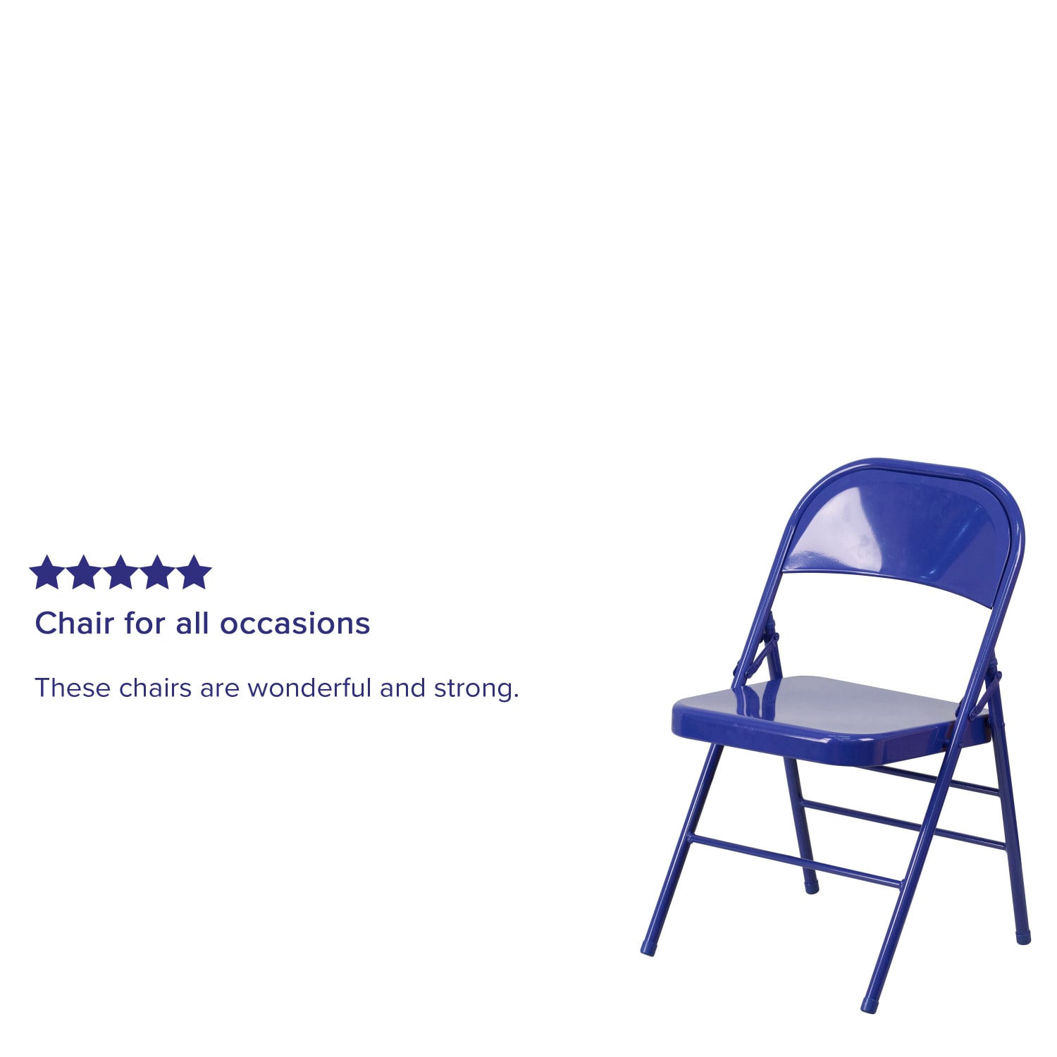 Flash Furniture HERCULES COLORBURST Series Triple Braced  Double Hinged Metal Folding Chairs Cobalt Blue Pack Of 2 Chairs PopularChairscom