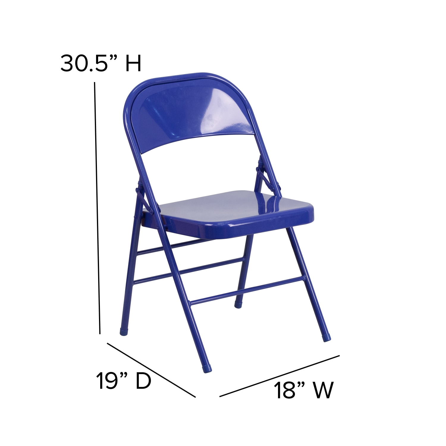 Flash Furniture HERCULES COLORBURST Series Triple Braced  Double Hinged Metal Folding Chairs Cobalt Blue Pack Of 2 Chairs PopularChairscom