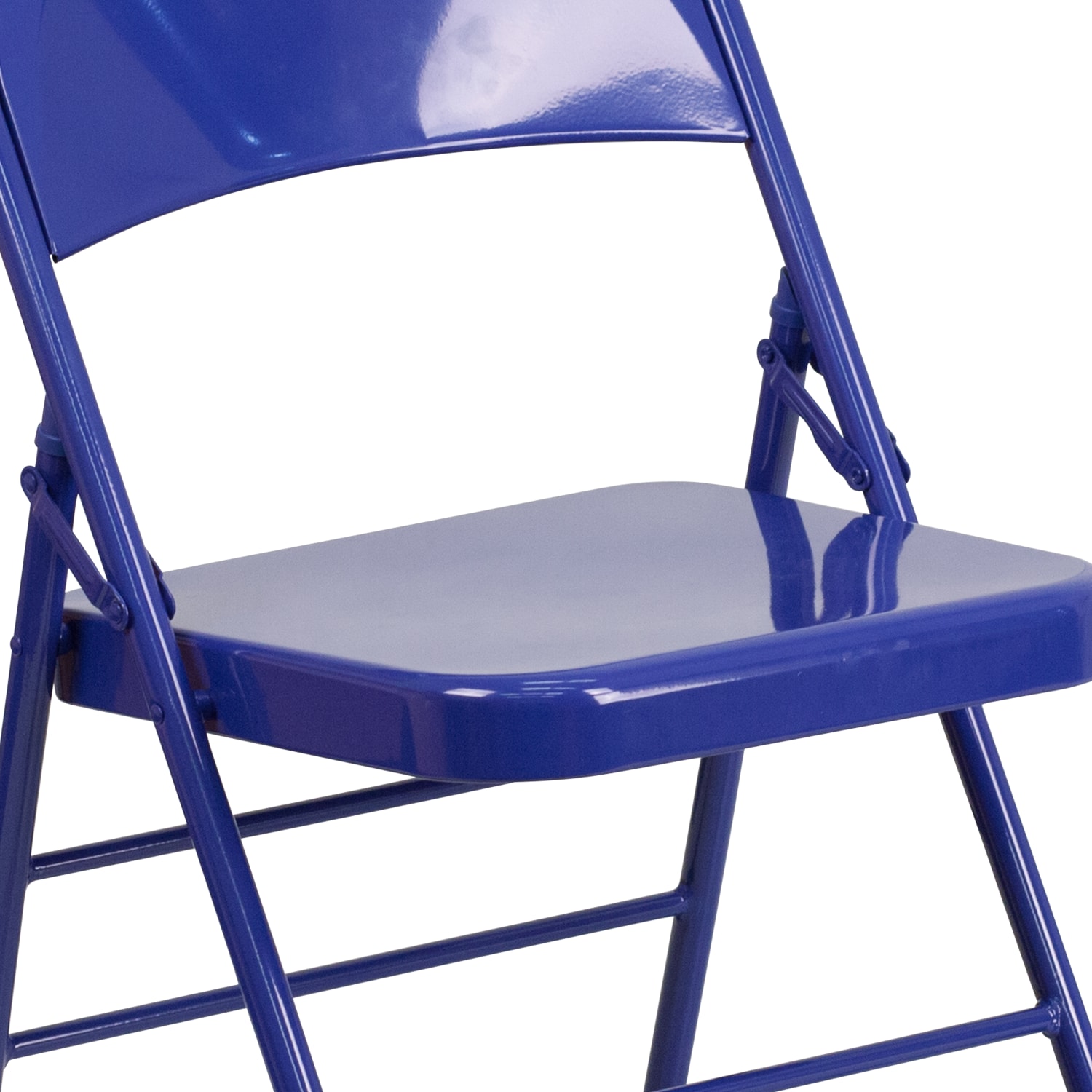 Flash Furniture HERCULES COLORBURST Series Triple Braced  Double Hinged Metal Folding Chairs Cobalt Blue Pack Of 2 Chairs PopularChairscom