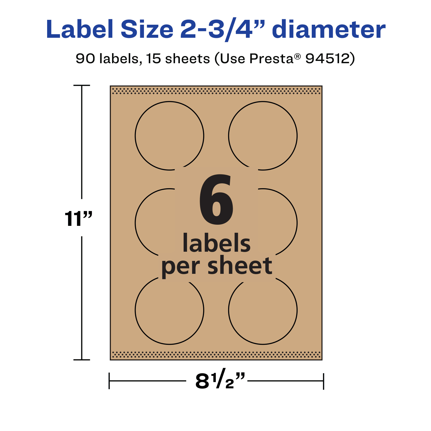 Avery Kraft Permanent Labels With Sure Feed, 94512-KMP15, Round, 2-3/4in Diameter, Brown, Pack Of 90 - Image 6