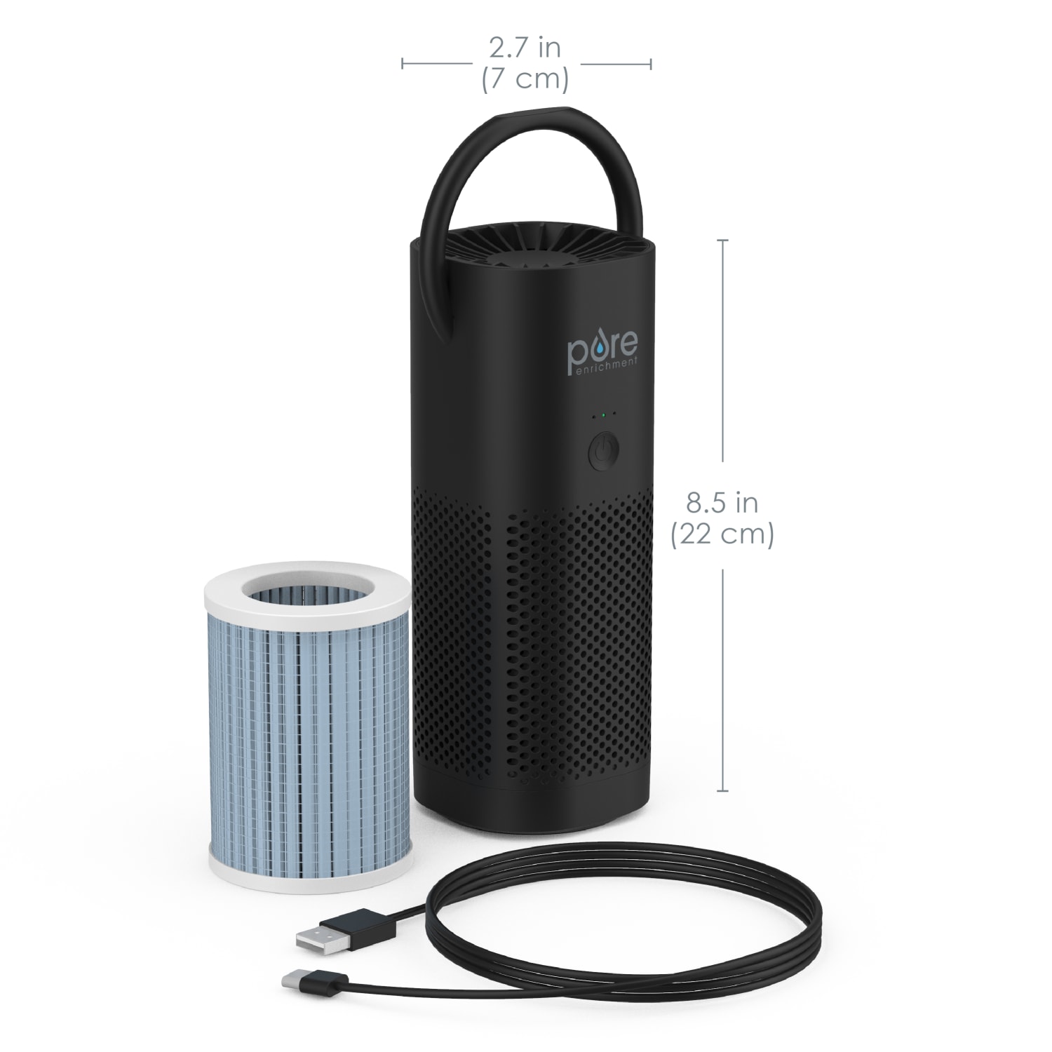 Pure Enrichment PureZone HEPA Mini Portable Air Purifier, 54 Sq. Ft. Coverage, 7in x 2-3/4in, Black - Image 6