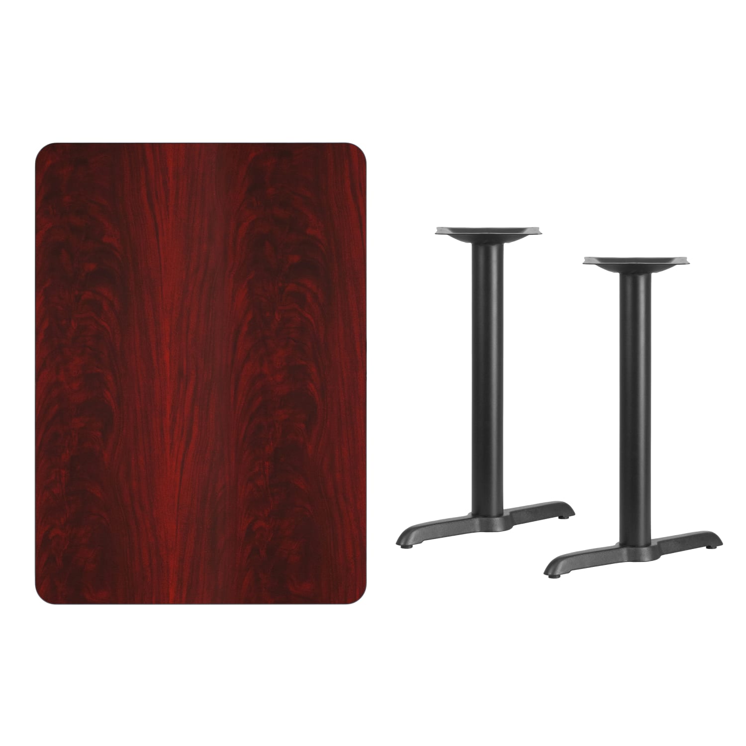Flash Furniture Laminate Rectangular Table Top With Table-Height Bases, 31-1/8inH x 30inW x 42inD, Mahogany/Black - Image 4
