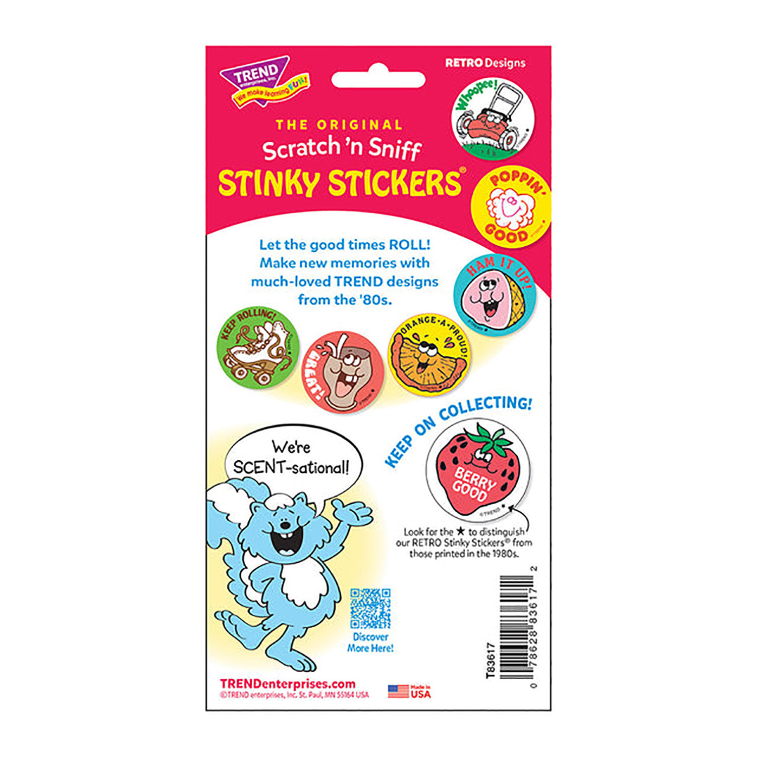 Trend Retro Scratch N Sniff Stinky Stickers, Right On!/Pineapple, 24 Stickers Per Pack, Set Of 6 Packs - Image 4
