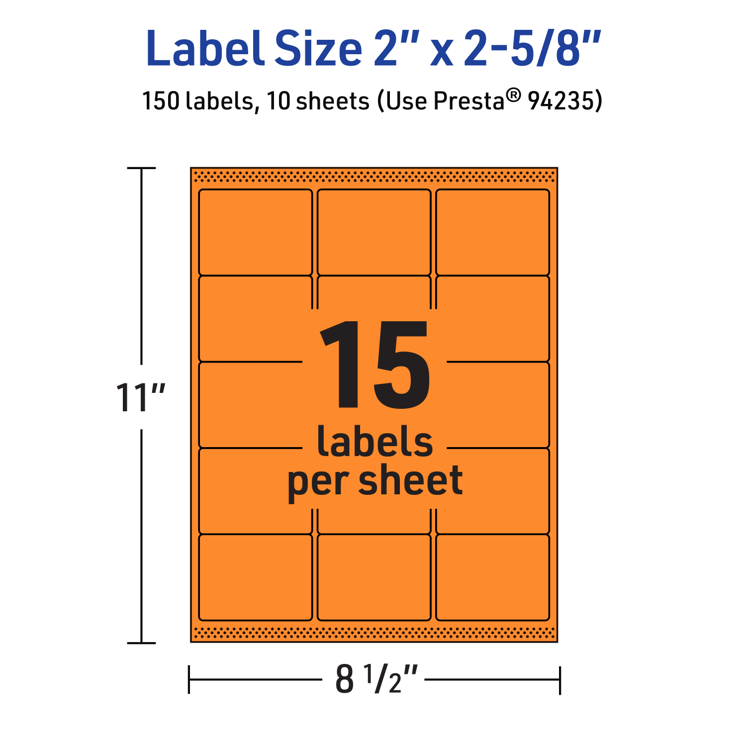 Avery Printable Labels With Sure Feed Technology, 94235-BOP10, Rectangle, 2in x 2-5/8in, Matte Bright Orange, Pack of 150 - Image 6