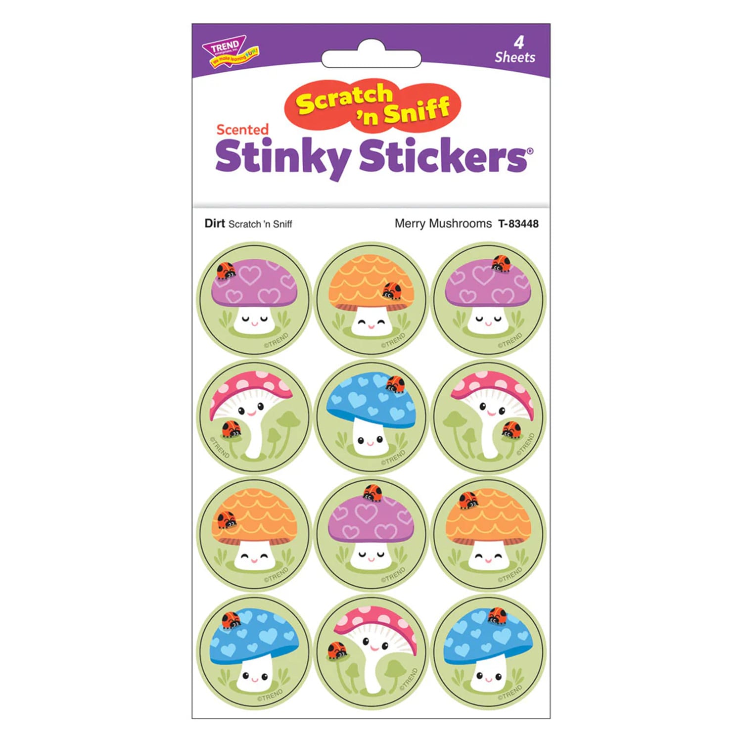 TREND Stinky Stickers, Merry Mushrooms, Dirt scent, 48 Per Pack, Set Of 6 Packs - Image 4