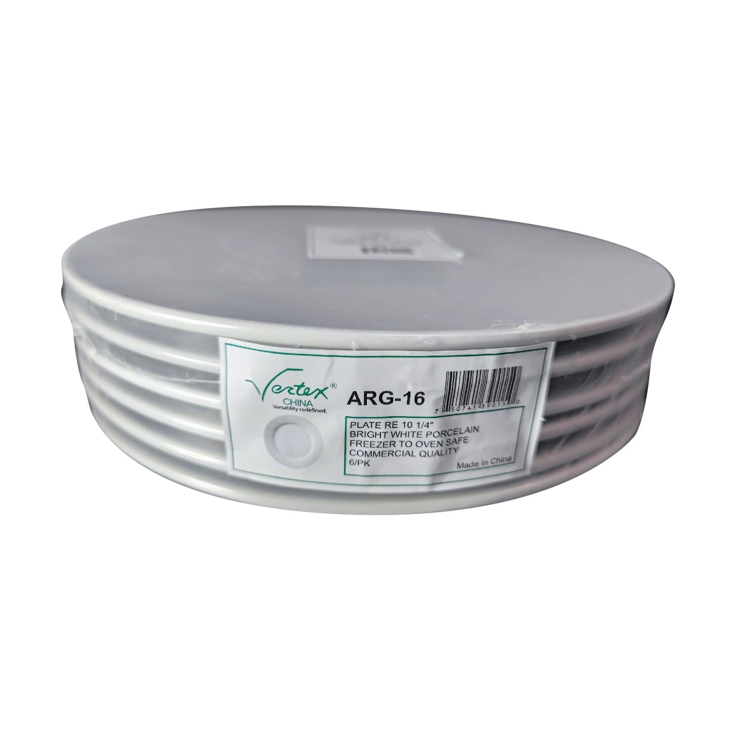 Hoffman Vertex China Ceramic Argyle Collection Rolled Edge Plates, 10-1/4in, Bright White, Case Of 12 Plates - Image 3