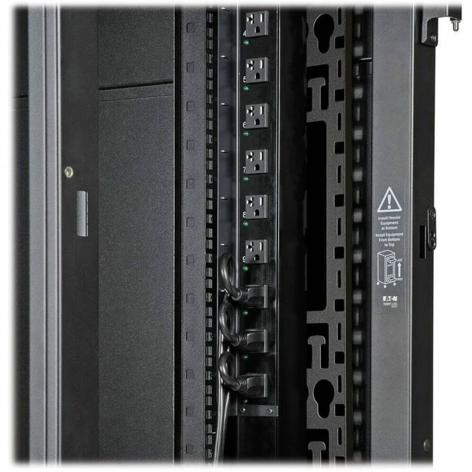 Tripp Lite by Eaton 45U Rack Enclosure Server Cabinet Vertical Cable Management Bars - Cable Strain Relief Bar - Black - 2 - 45U Rack Height - Image 6