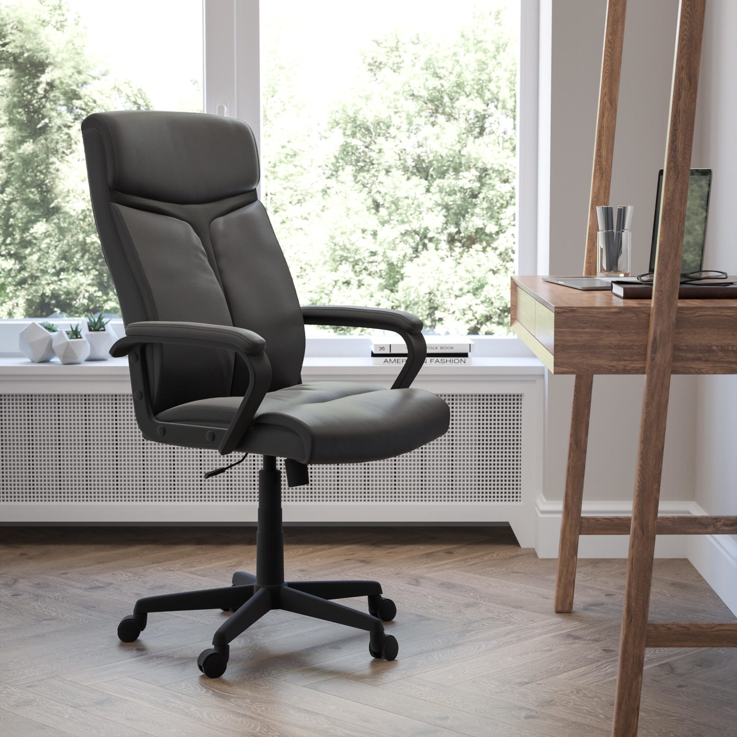 Flash Furniture LeatherSoft High-Back Executive Office Chair, Black, GO21961