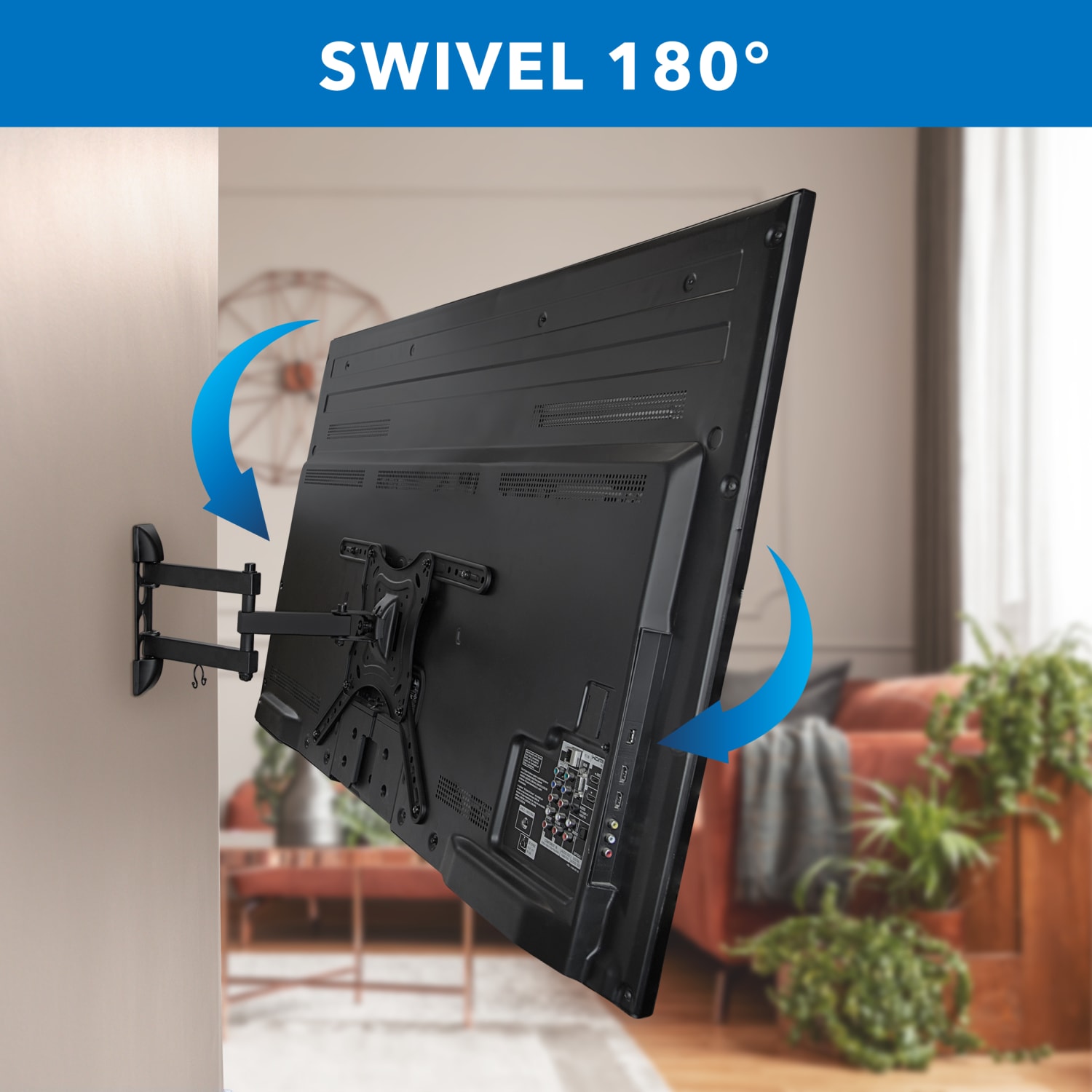 Mount-It! Full-Motion Wall Mount With Swivel For 24 - 55in TVs, 10inH x 11inW x 3.5inD, Black - Image 6
